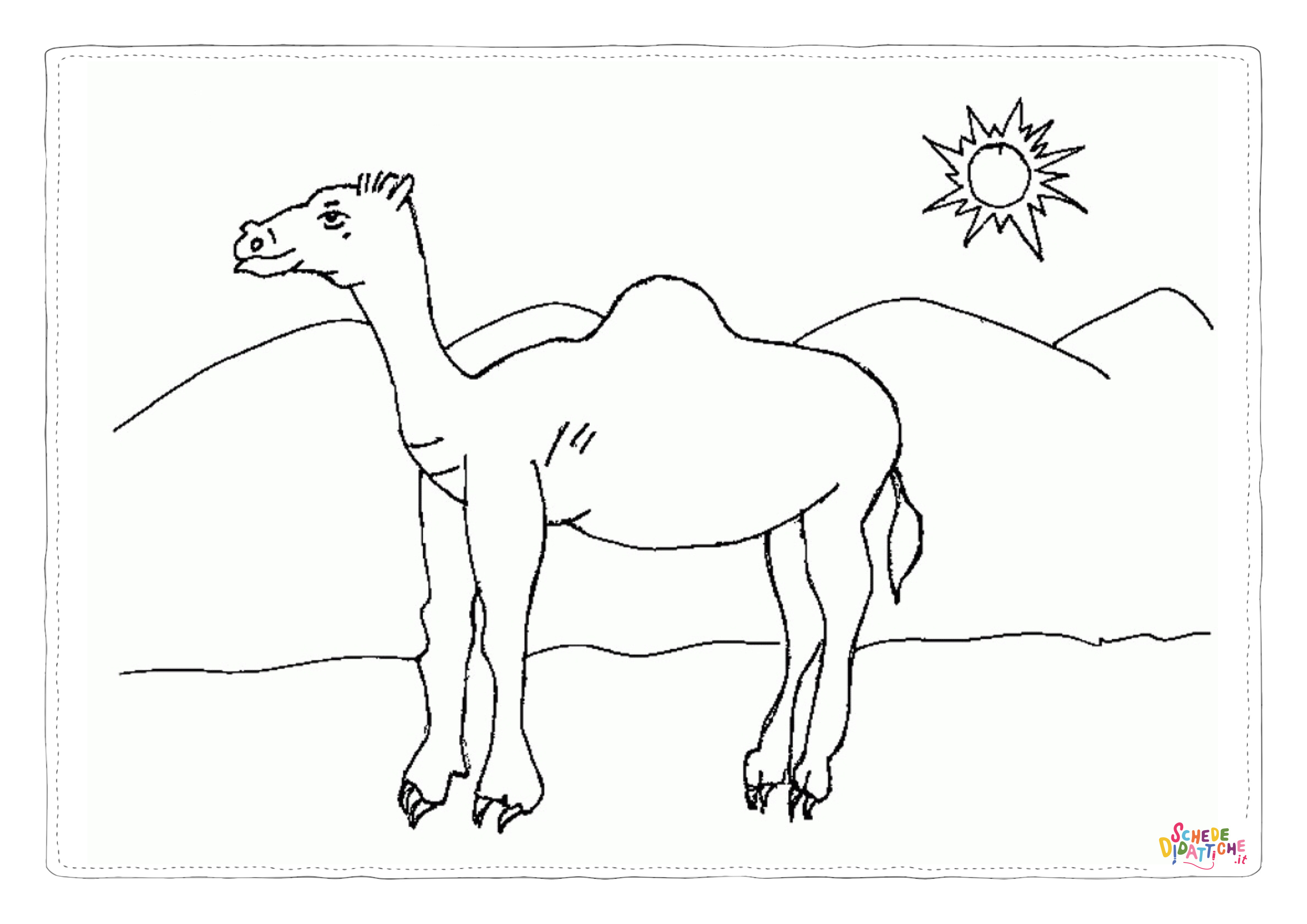 Disegno "Disegno di dromedario da stampare e colorare 14" Disegno di dromedario da stampare e colorare 14