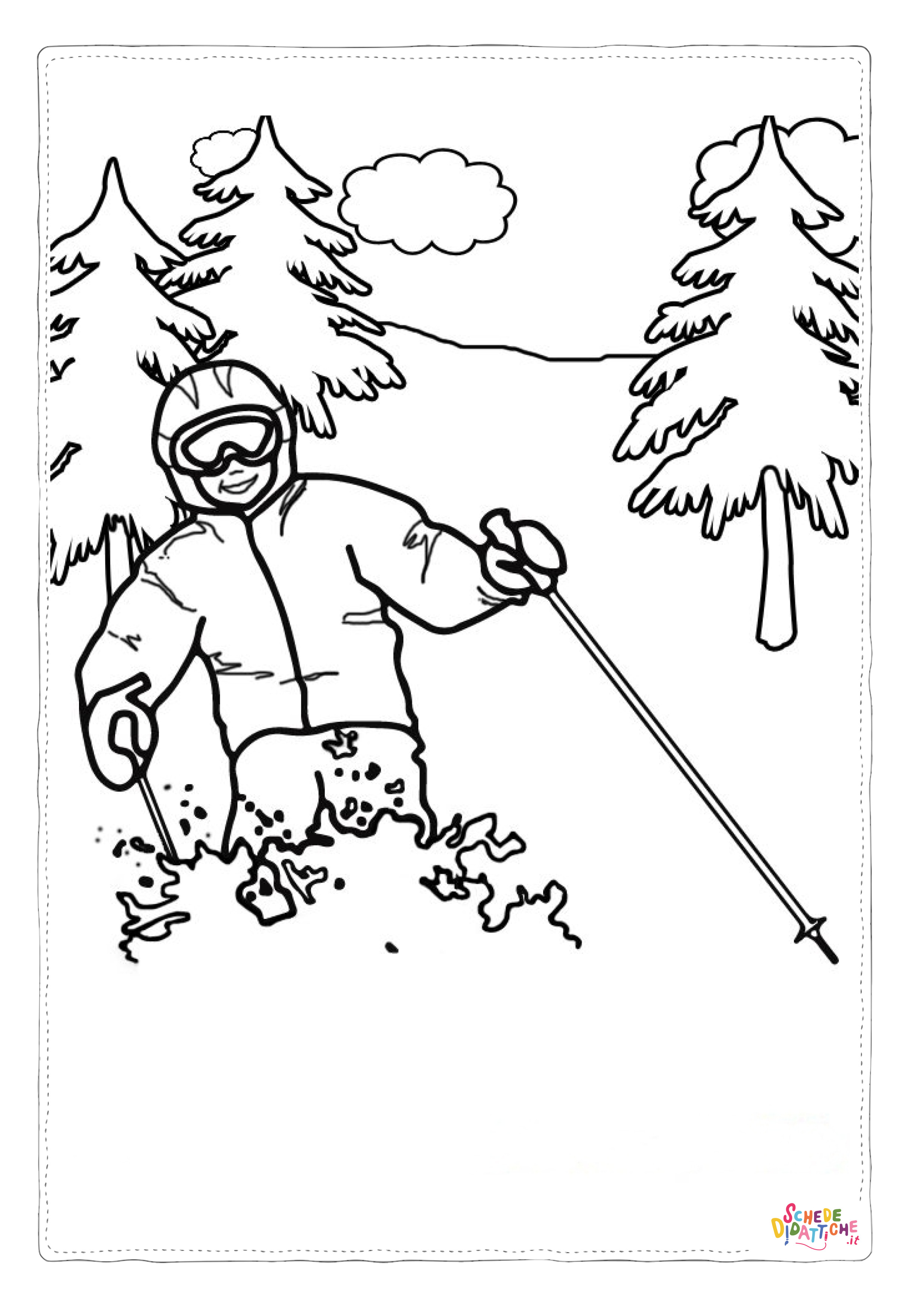 Disegno "Disegno di sci da stampare e colorare 1" Disegno di sci da stampare e colorare 1