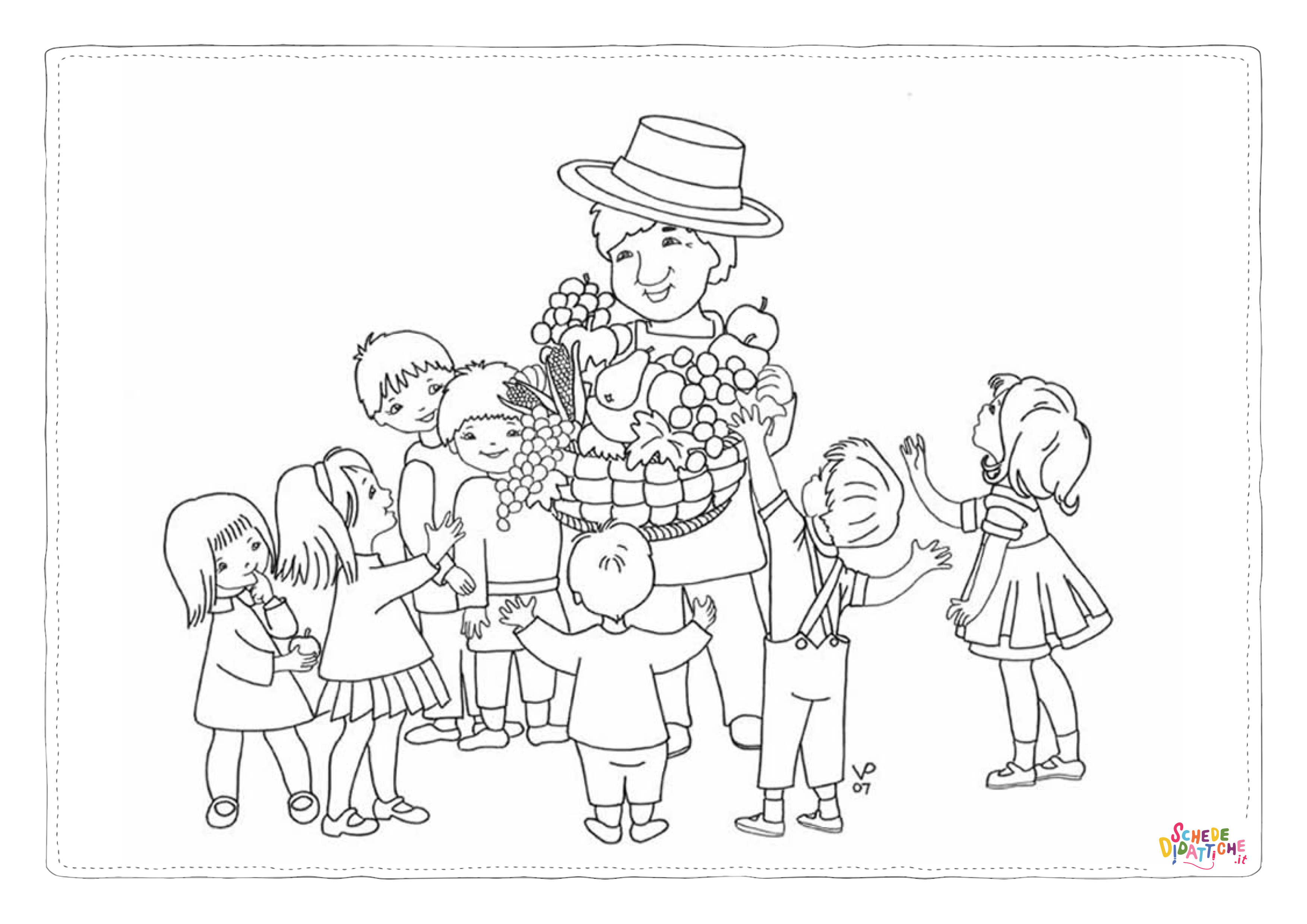 Disegno di cesto di frutta da stampare e colorare 43