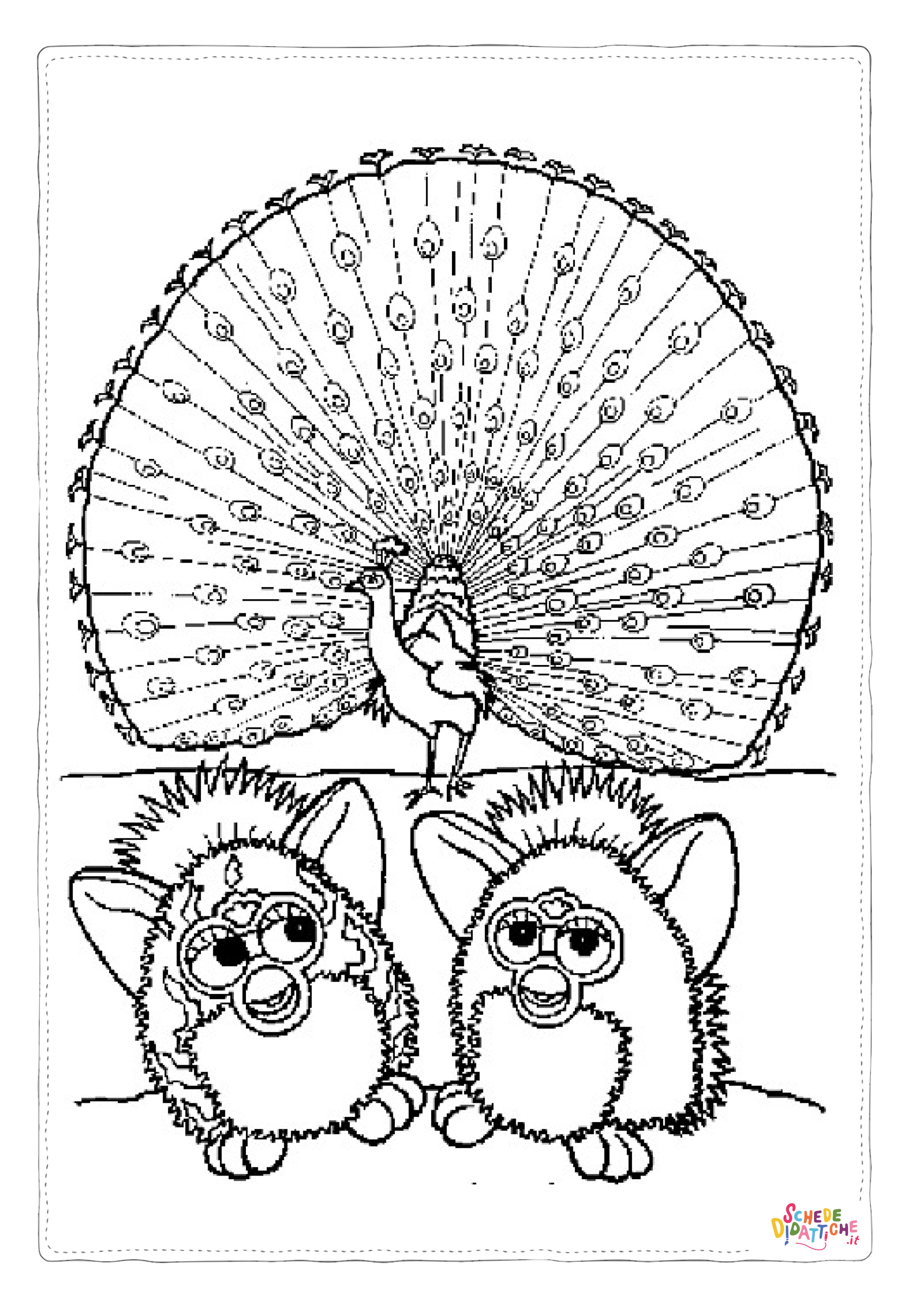 Disegno "Disegno di pavone da stampare e colorare 8" Disegno di pavone da stampare e colorare 8