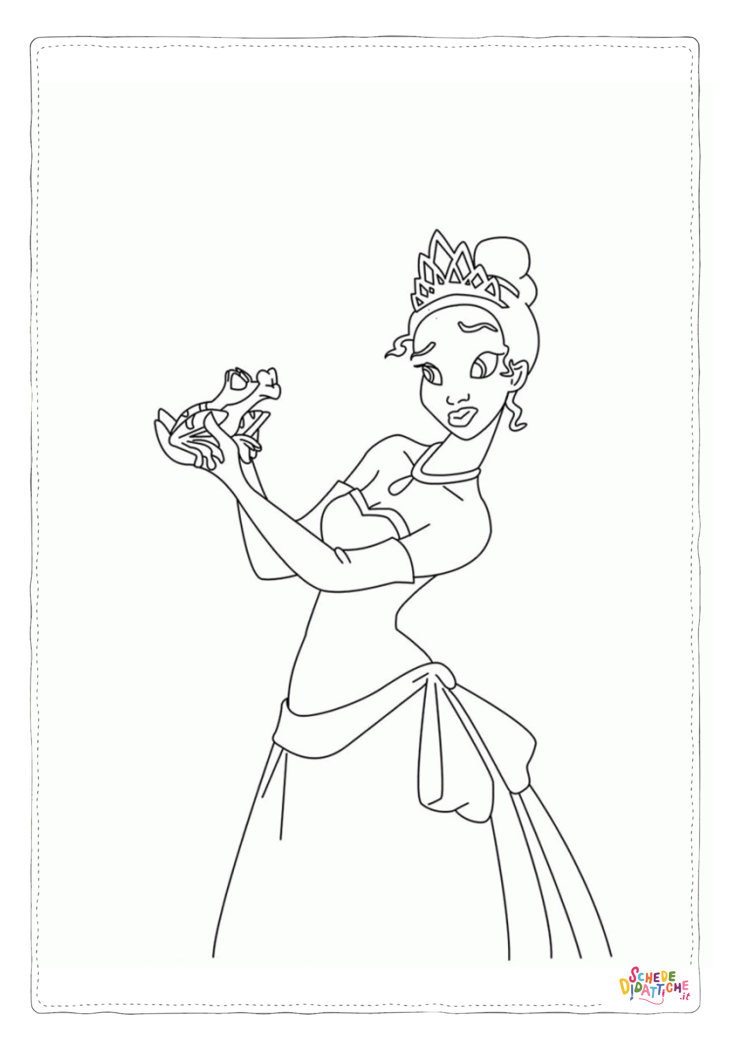 Disegno di La principessa e il ranocchio da stampare e colorare 1