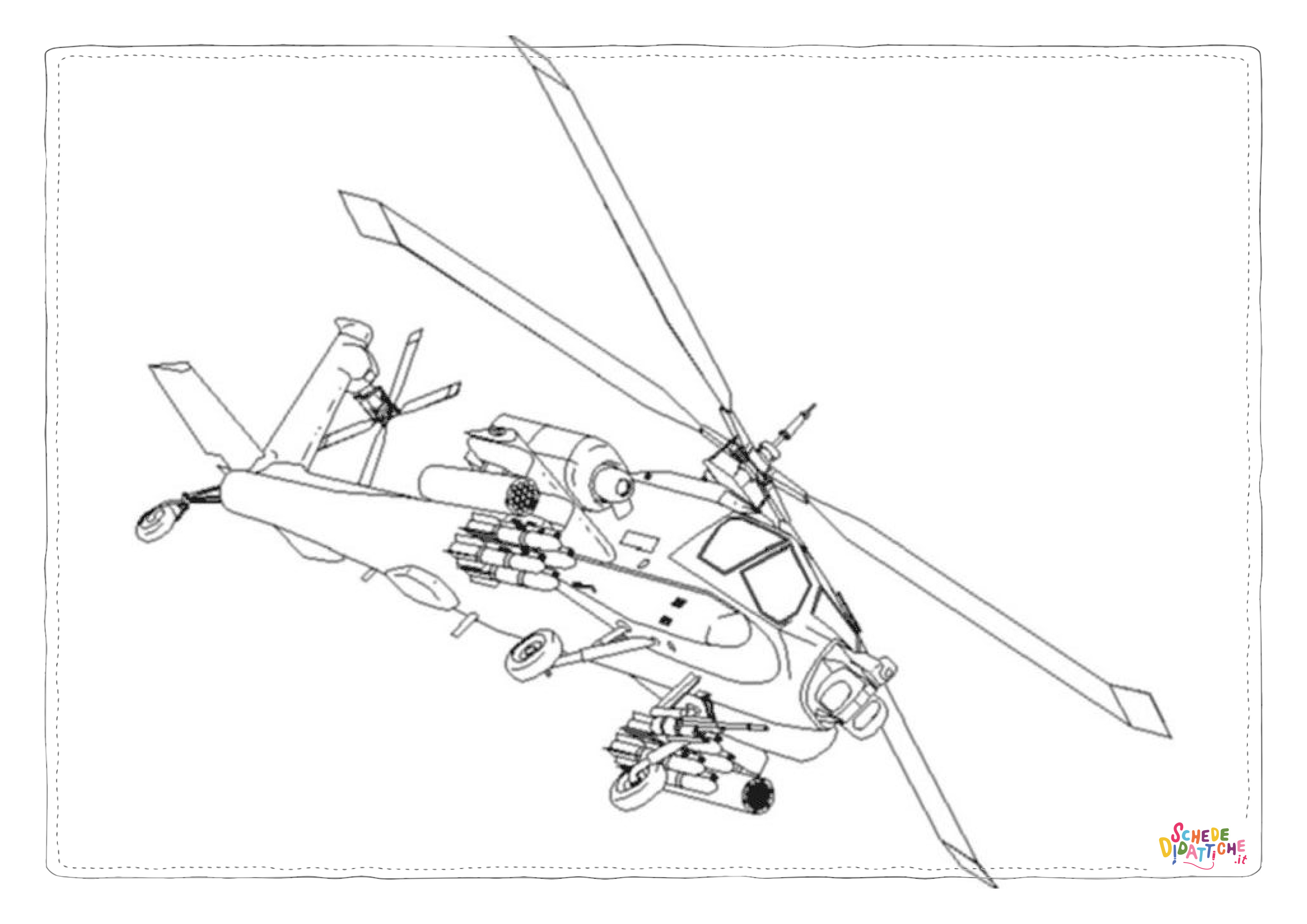 Disegno di elicottero militare da stampare e colorare 7