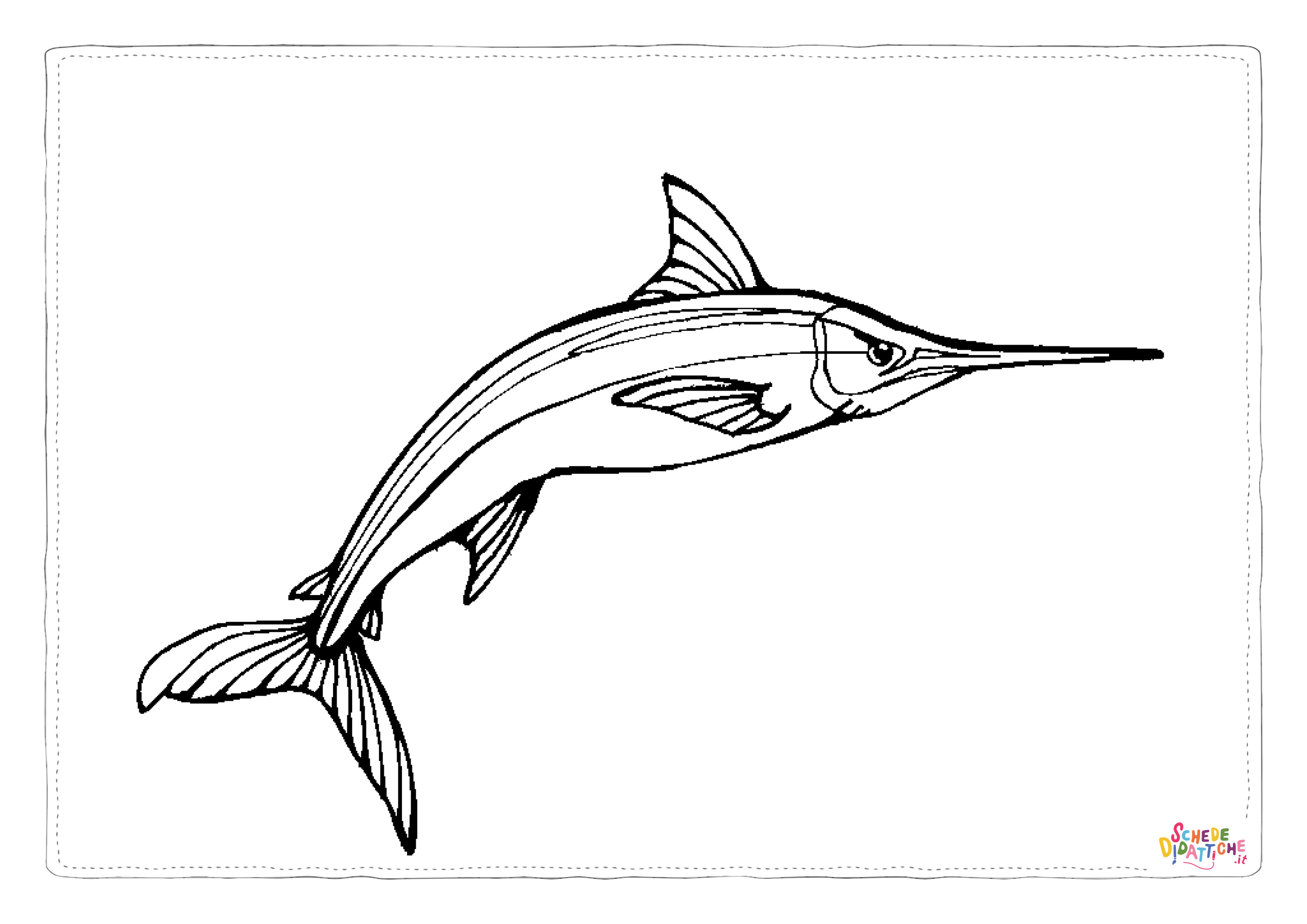 Disegno di pesce spada da stampare e colorare