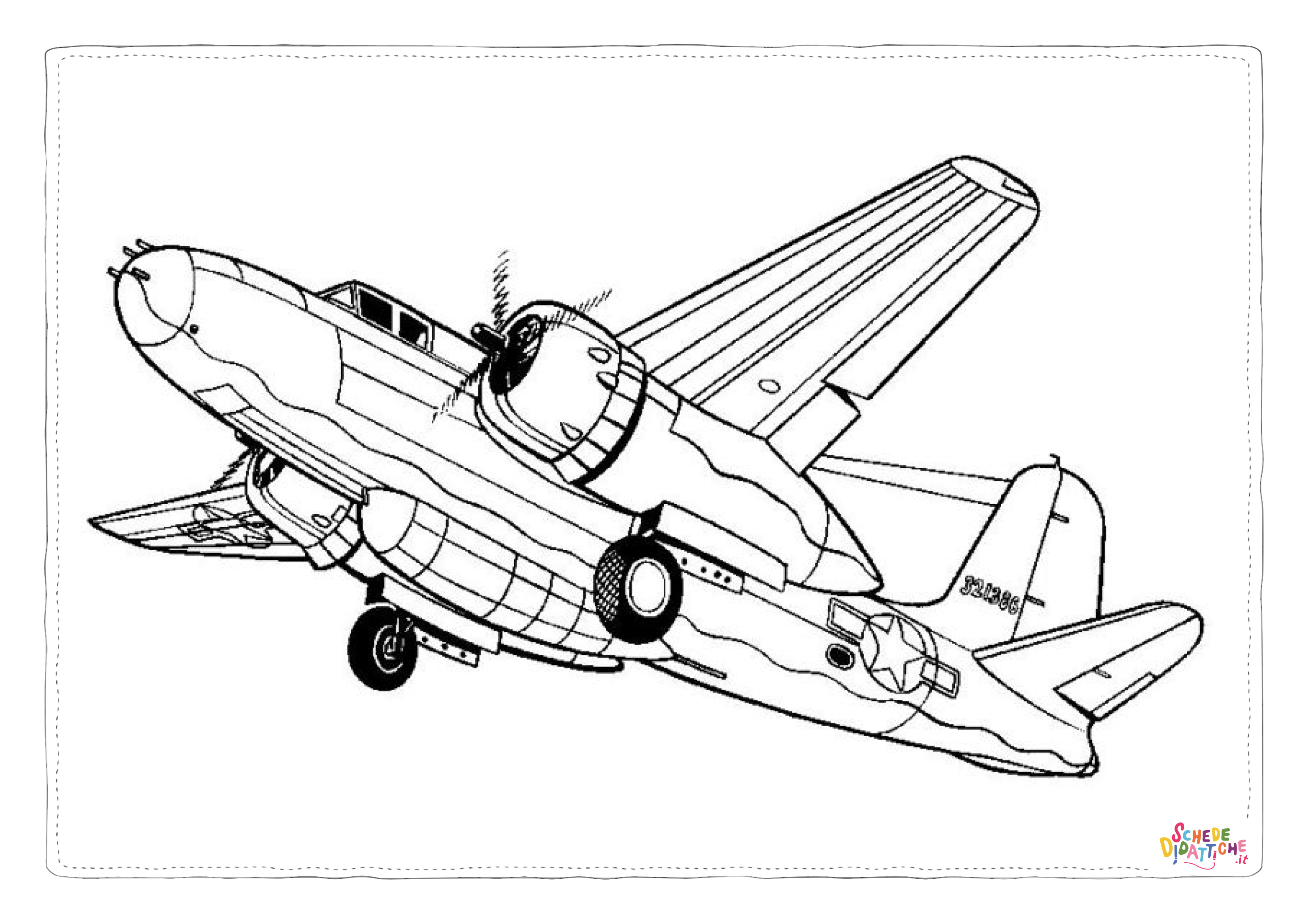 Disegno di aereo militare da stampare e colorare 30