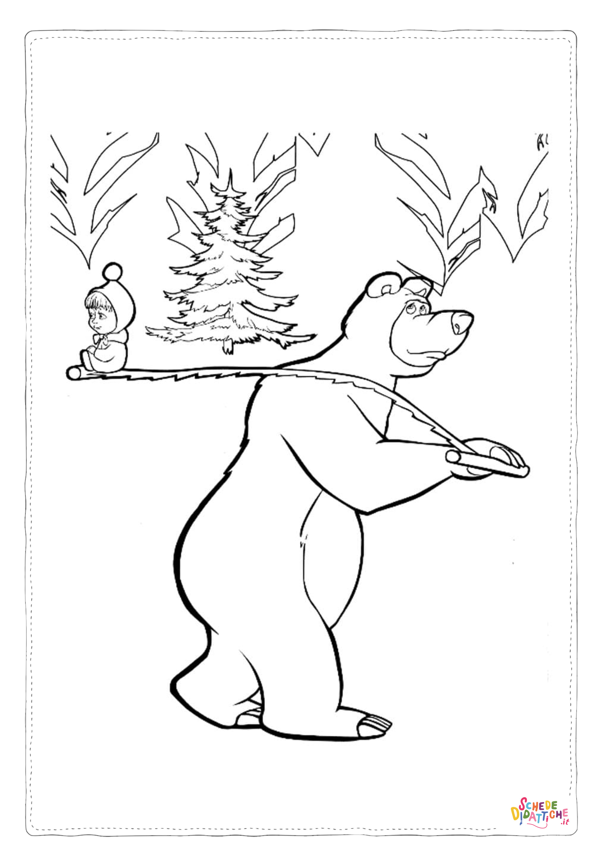 Disegno "Disegno di Masha e Orso da stampare e colorare 104" Disegno di Masha e Orso da stampare e colorare 104