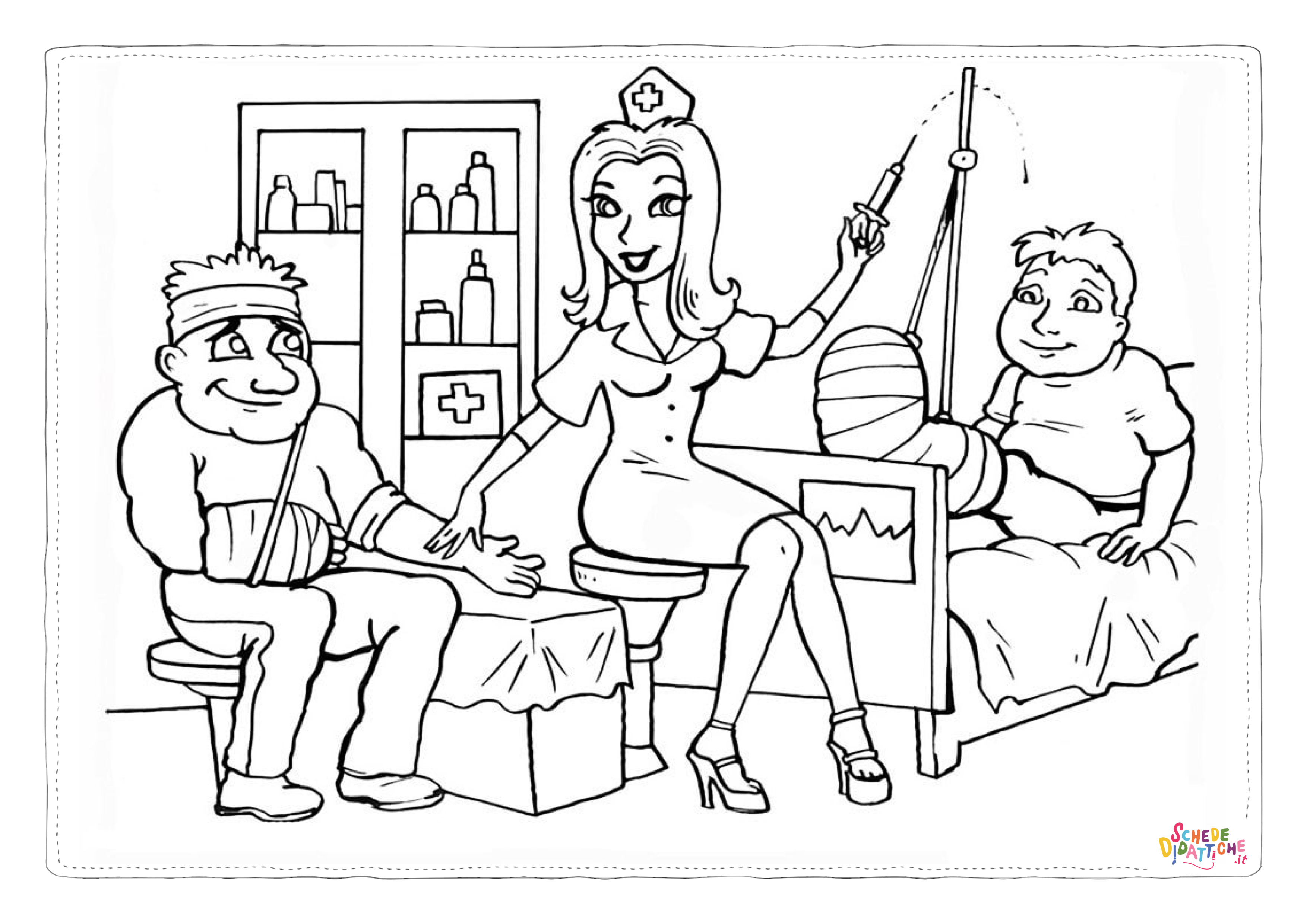 Disegno "Disegno di infermiere da stampare e colorare 10" Disegno di infermiere da stampare e colorare 10