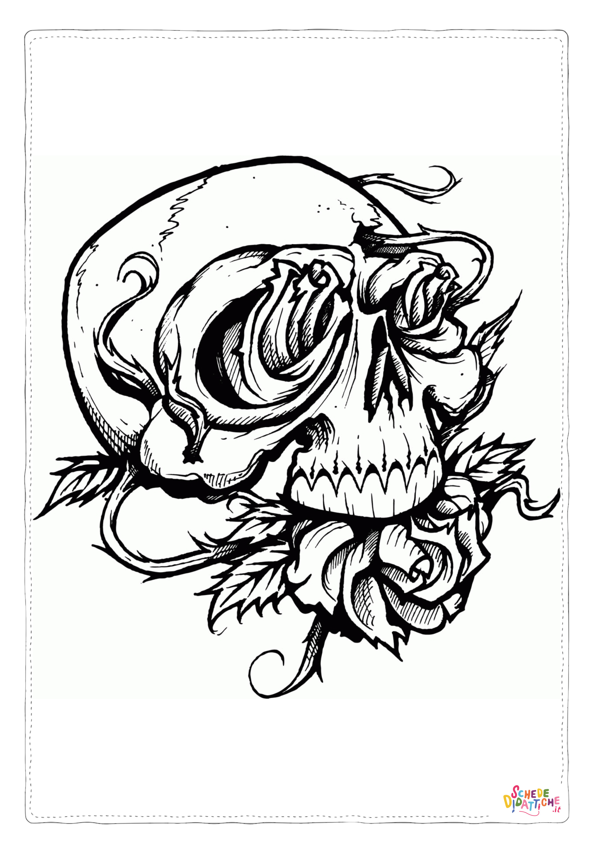 Disegno "Disegno di teschio e scheletro da stampare e colorare 16" Disegno di teschio e scheletro da stampare e colorare 16
