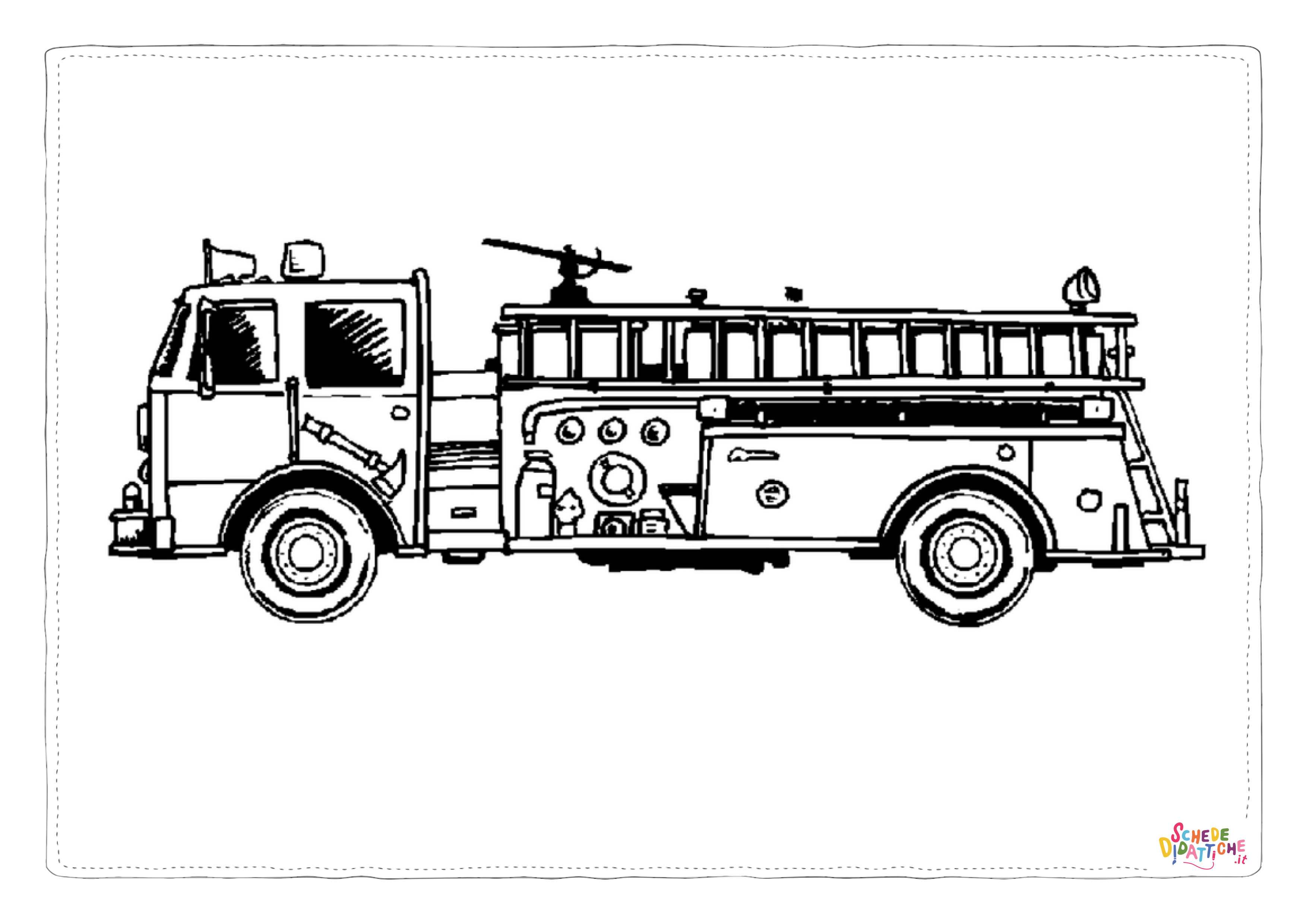 Disegno di camion dei pompieri da stampare e colorare 5