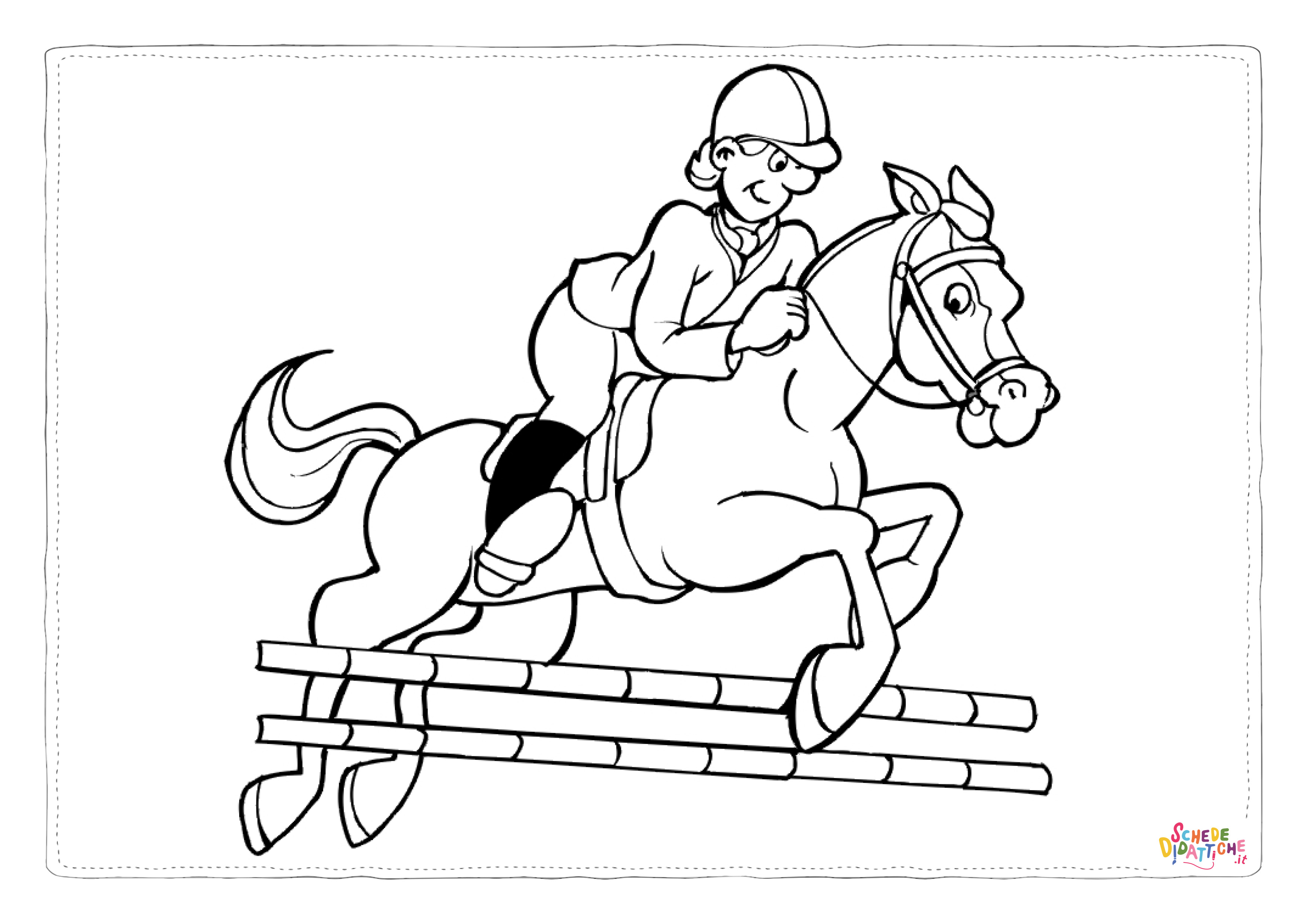 Disegno di equitazione da stampare e colorare