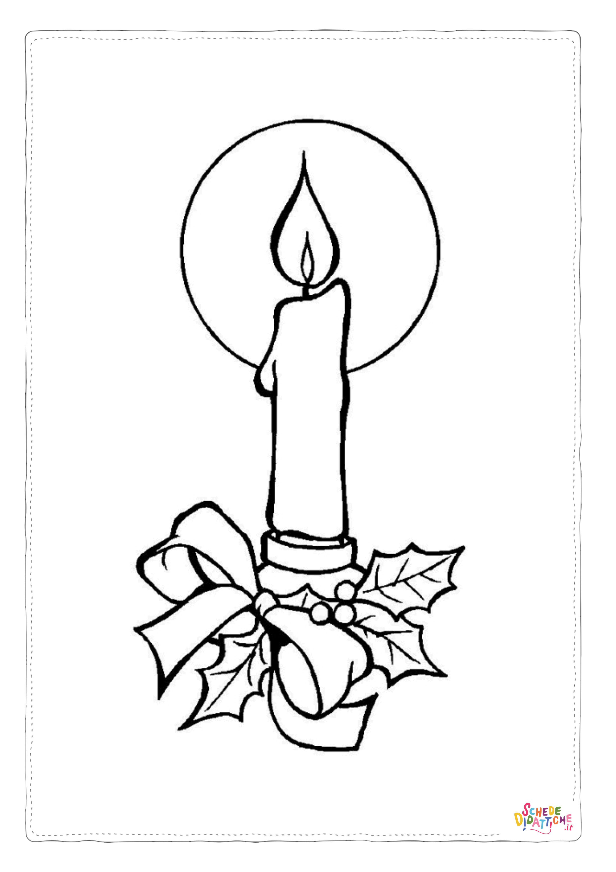 Disegno di candela natalizia da stampare e colorare 17