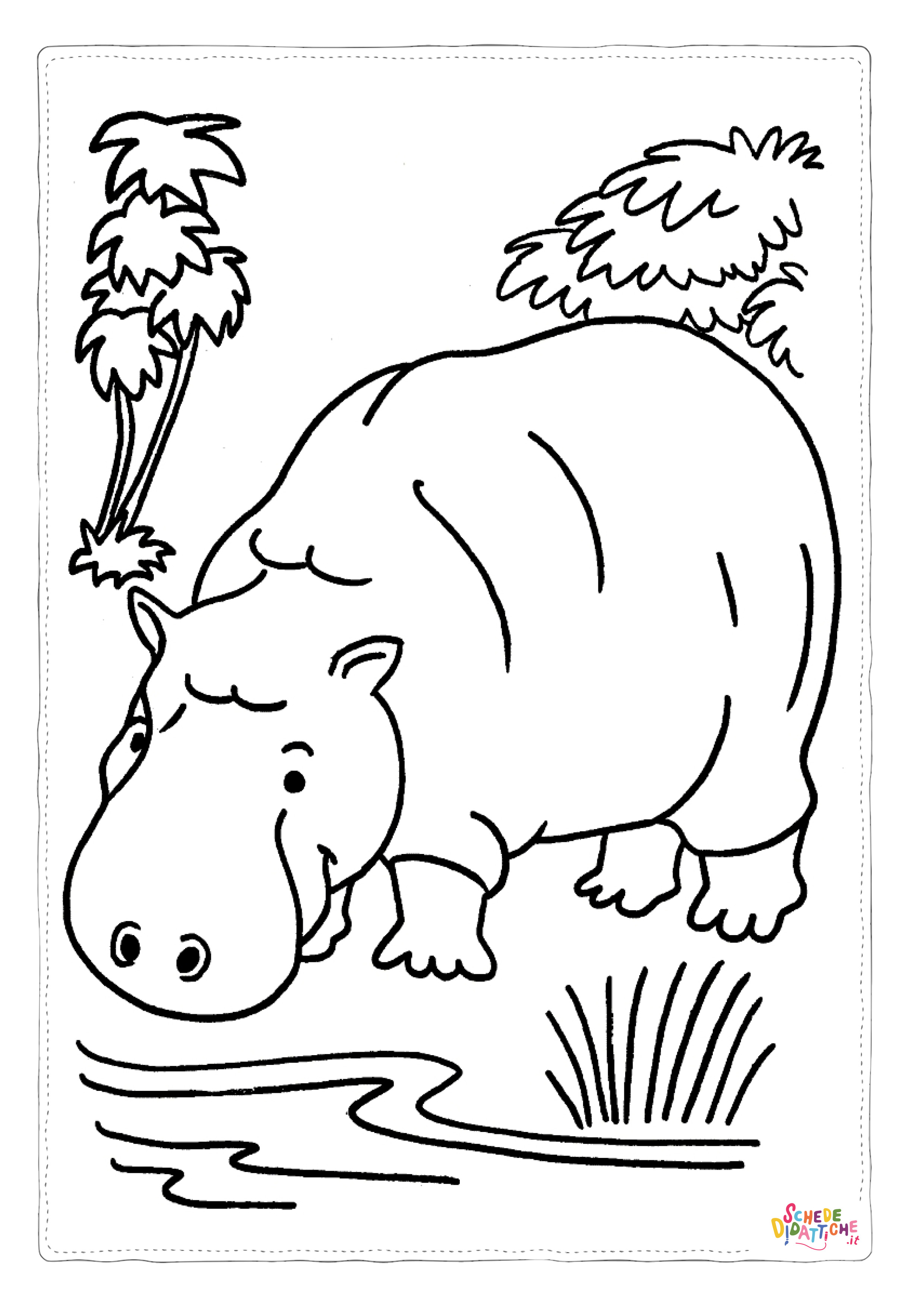 Disegno "Disegno di ippopotamo da stampare e colorare 2" Disegno di ippopotamo da stampare e colorare 2