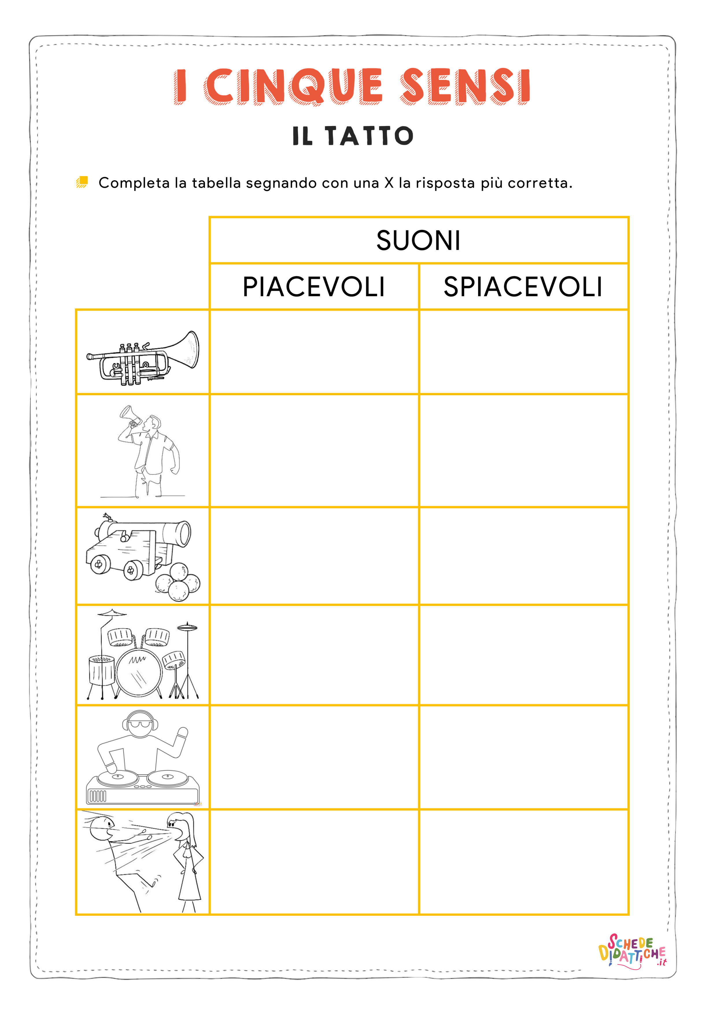 Disegno "I cinque sensi - L'Udito - tabella 3" I cinque sensi - L'Udito - tabella 3