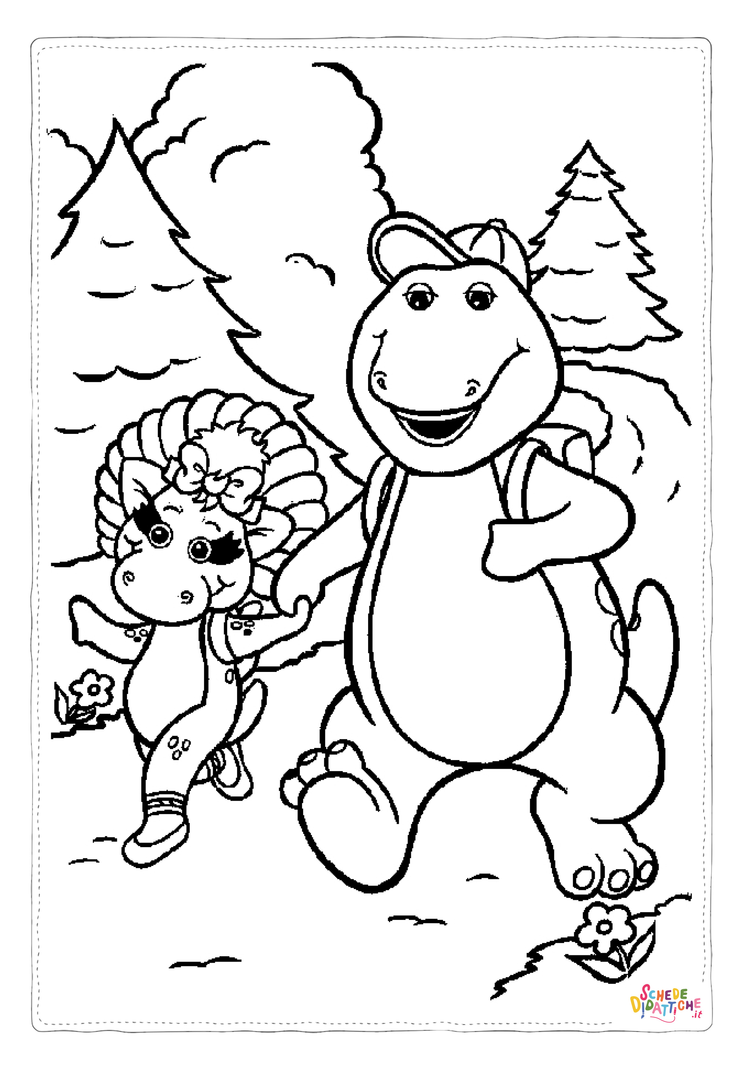 Disegno "Disegno di Barney il dinosauro da stampare e colorare 17" Disegno di Barney il dinosauro da stampare e colorare 17