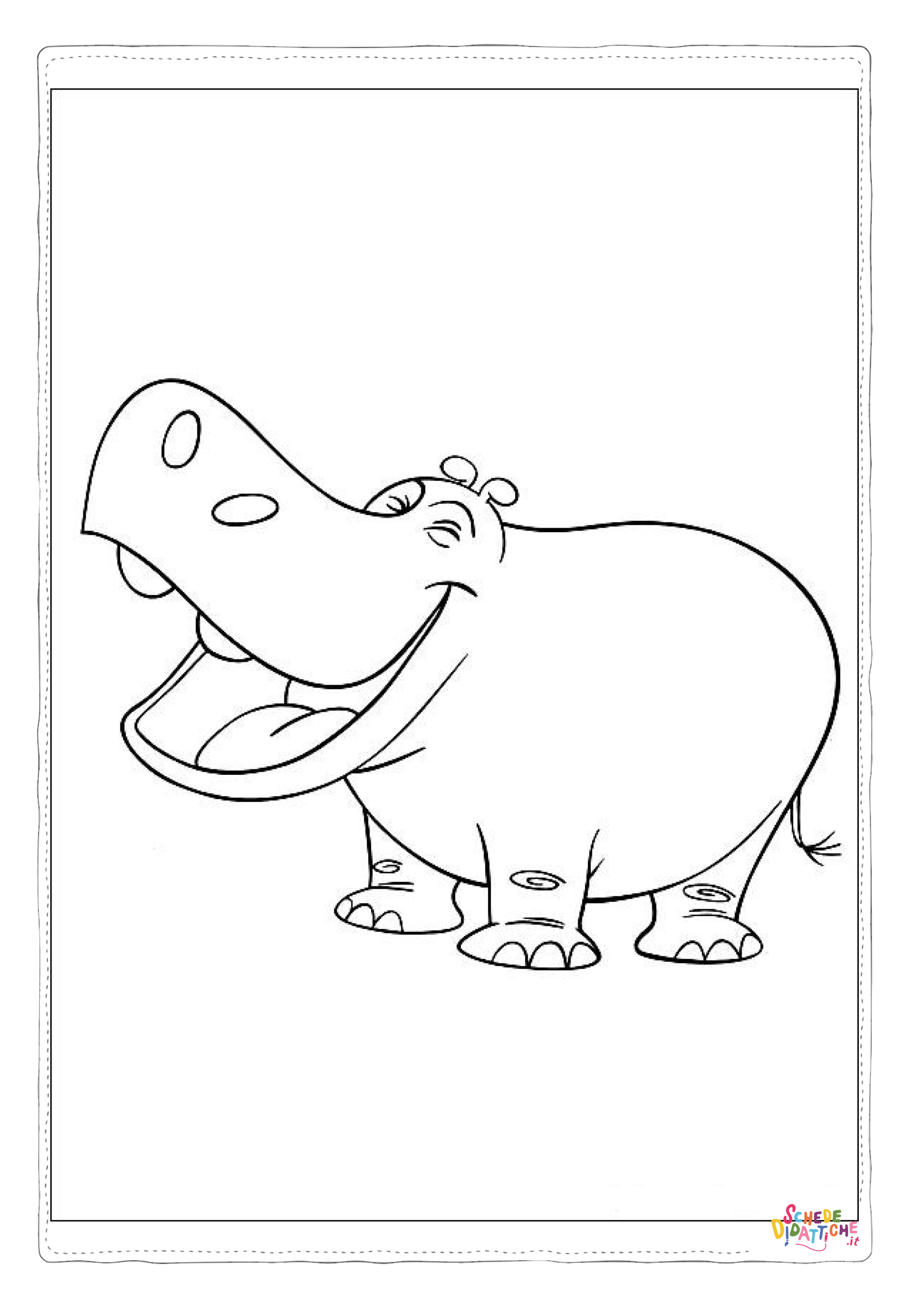 Disegno "Disegno di ippopotamo da stampare e colorare 22" Disegno di ippopotamo da stampare e colorare 22