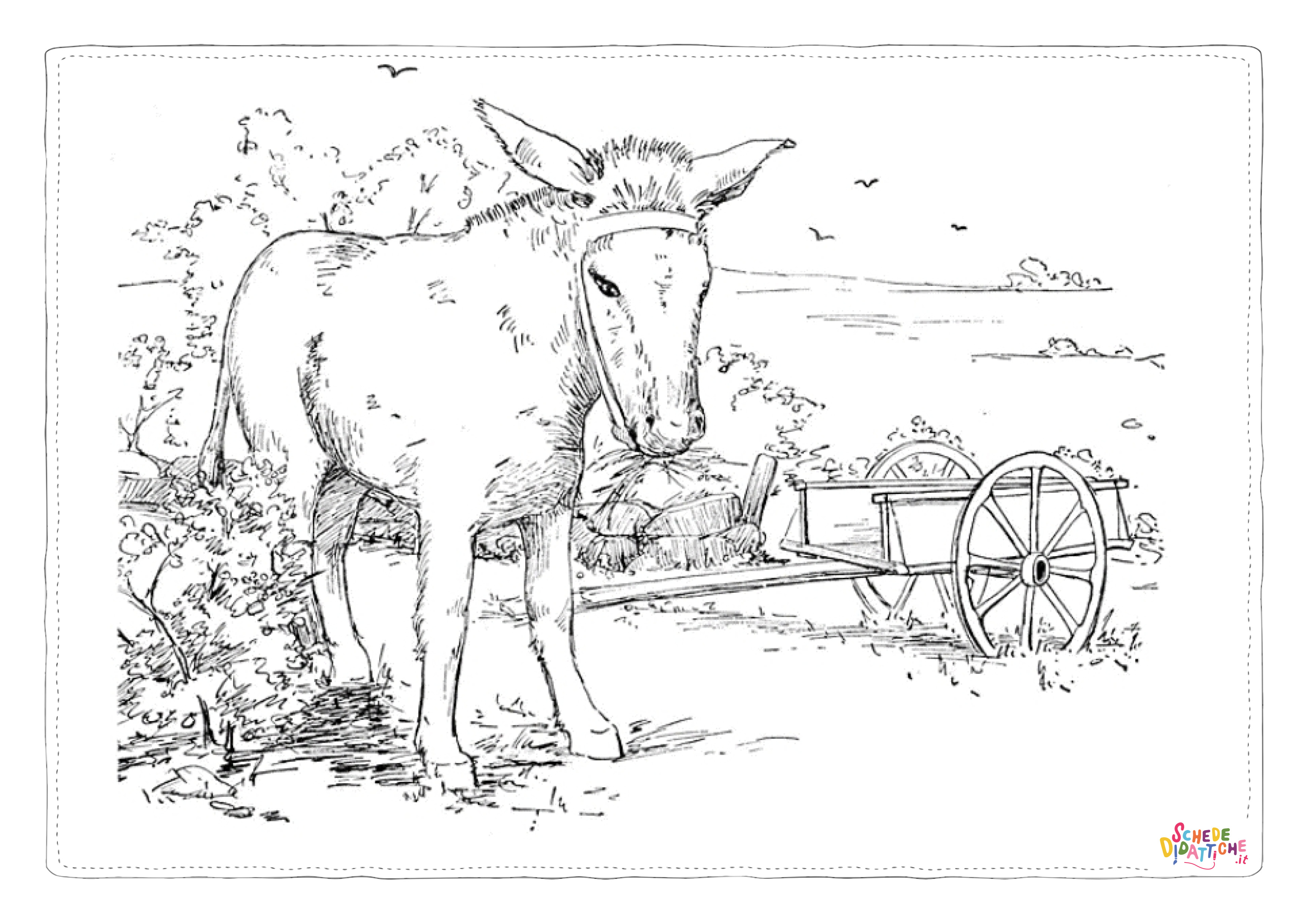 Disegno "Disegno di asino da stampare e colorare 5" Disegno di asino da stampare e colorare 5