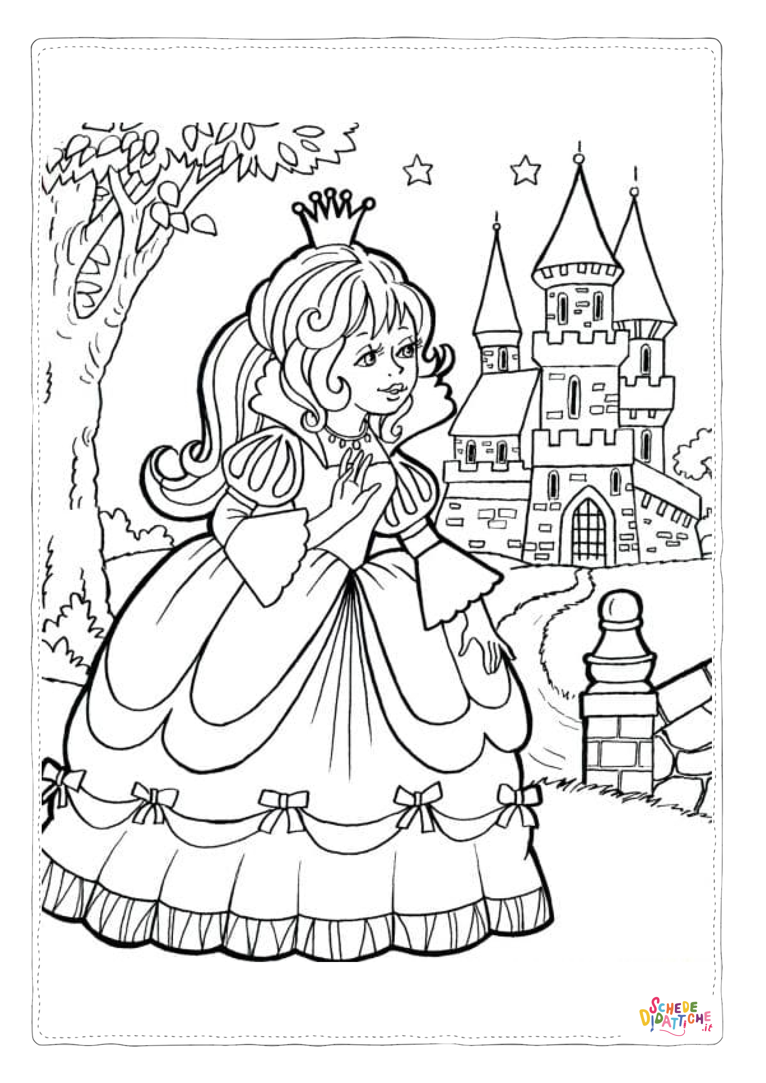 Disegno di principessa da stampare e colorare 6