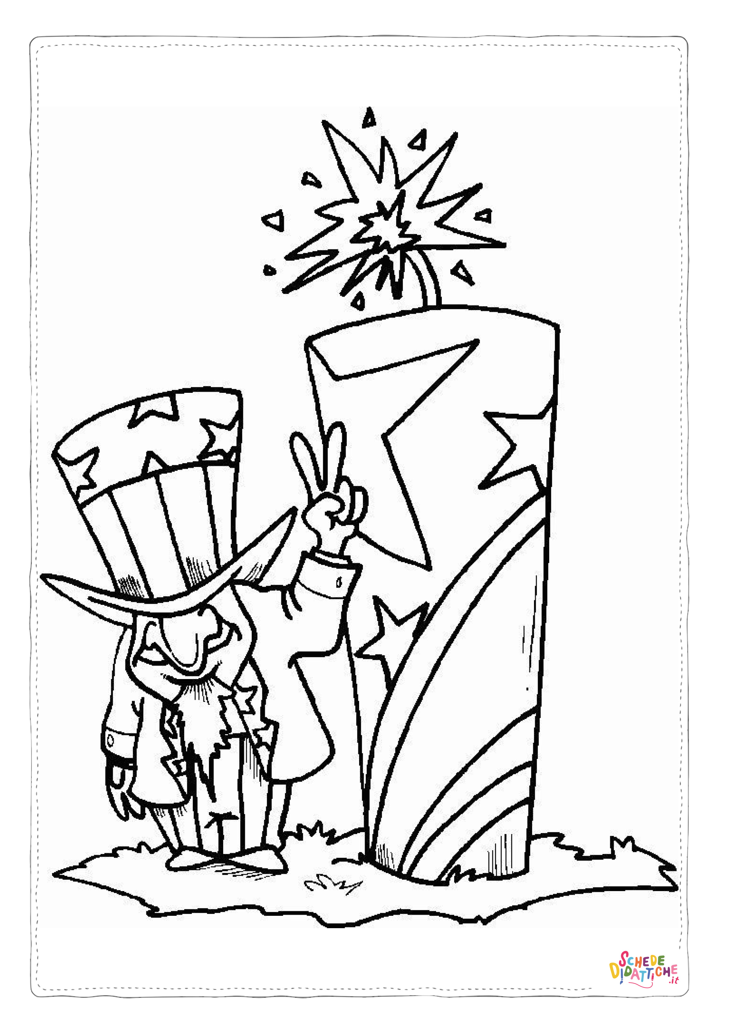 Disegno "Disegno di fuoco d'artificio da stampare e colorare 11" Disegno di fuoco d'artificio da stampare e colorare 11