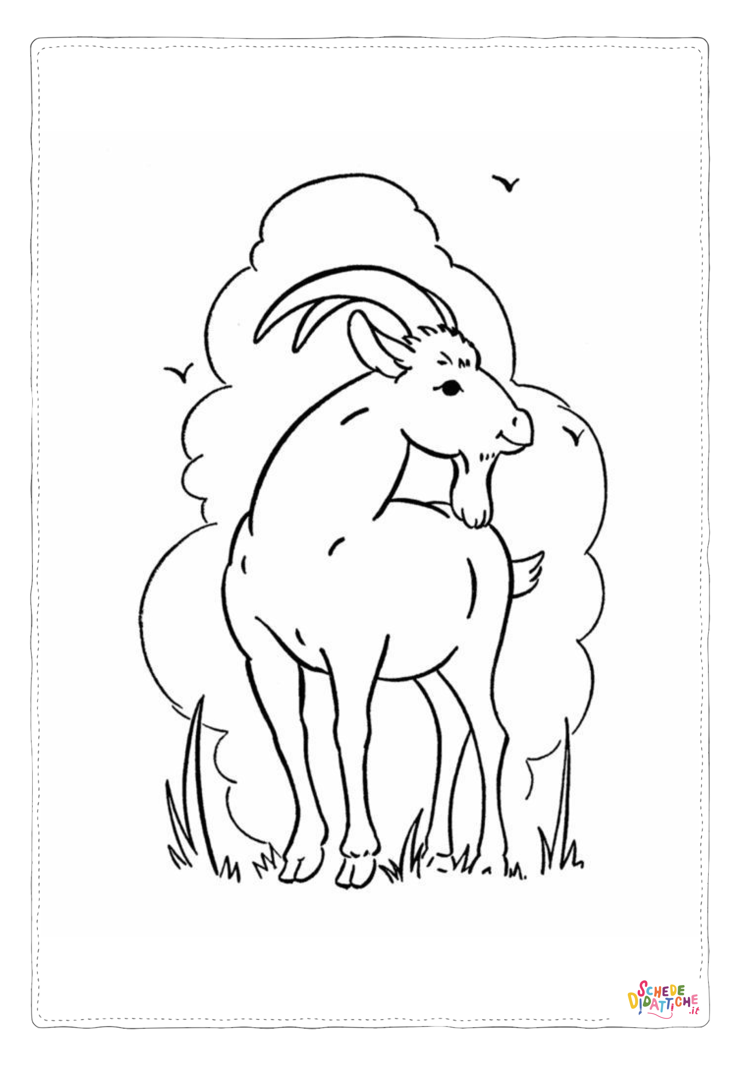 Disegno "Disegno di stambecco da stampare e colorare 4" Disegno di stambecco da stampare e colorare 4