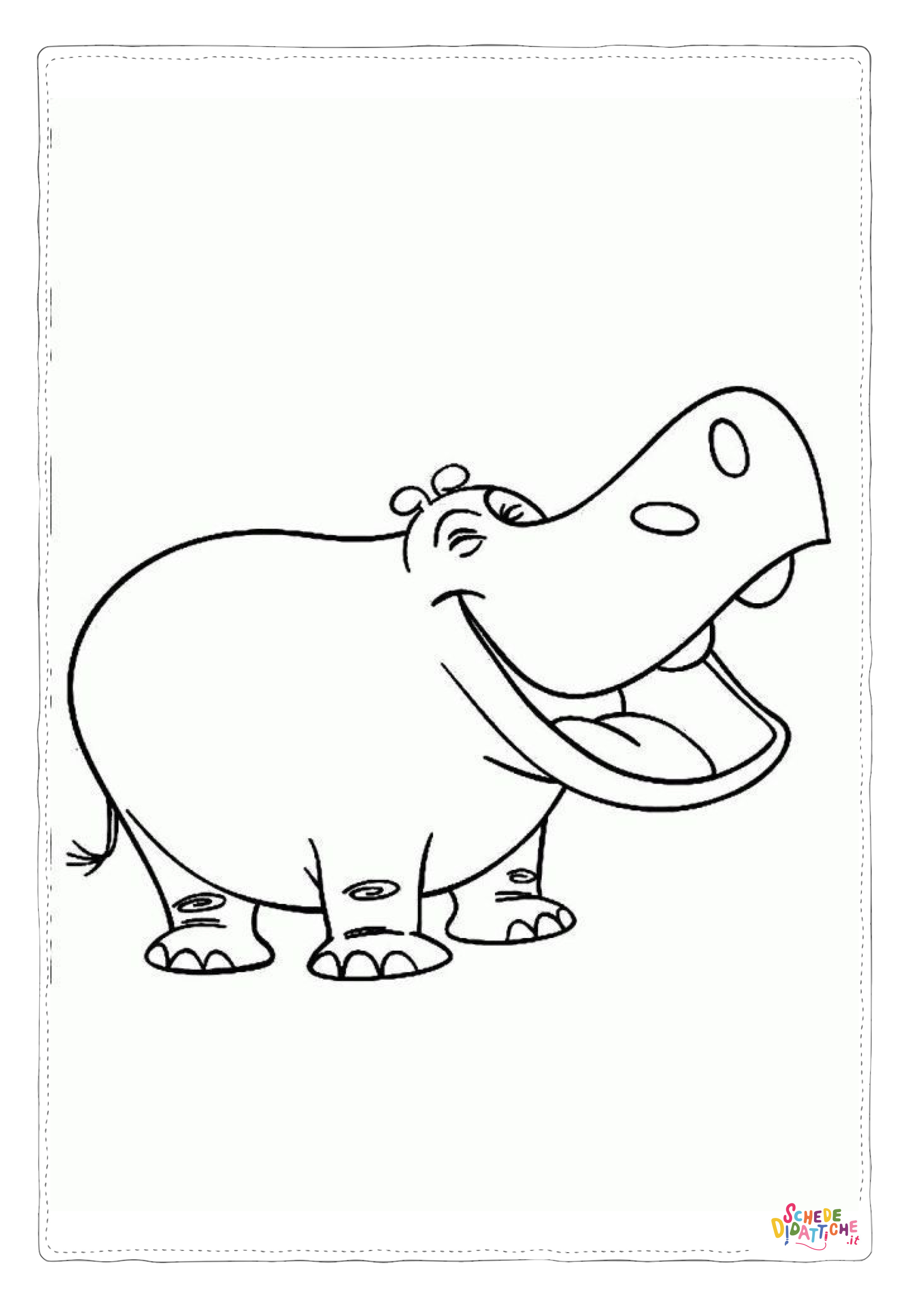 Disegno "Disegno di ippopotamo da stampare e colorare 58" Disegno di ippopotamo da stampare e colorare 58