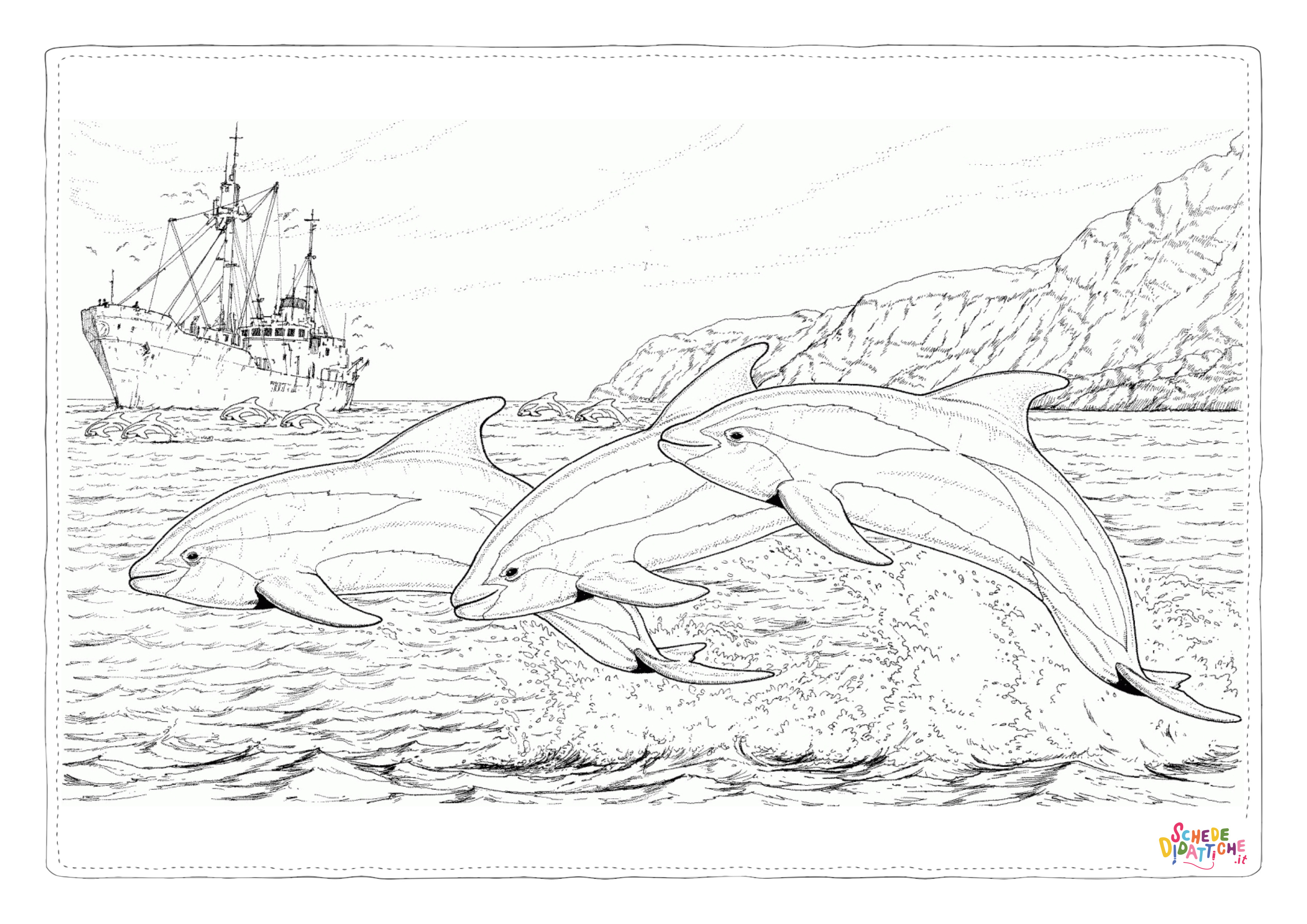 Disegno "Disegno di delfino da stampare e colorare 35" Disegno di delfino da stampare e colorare 35