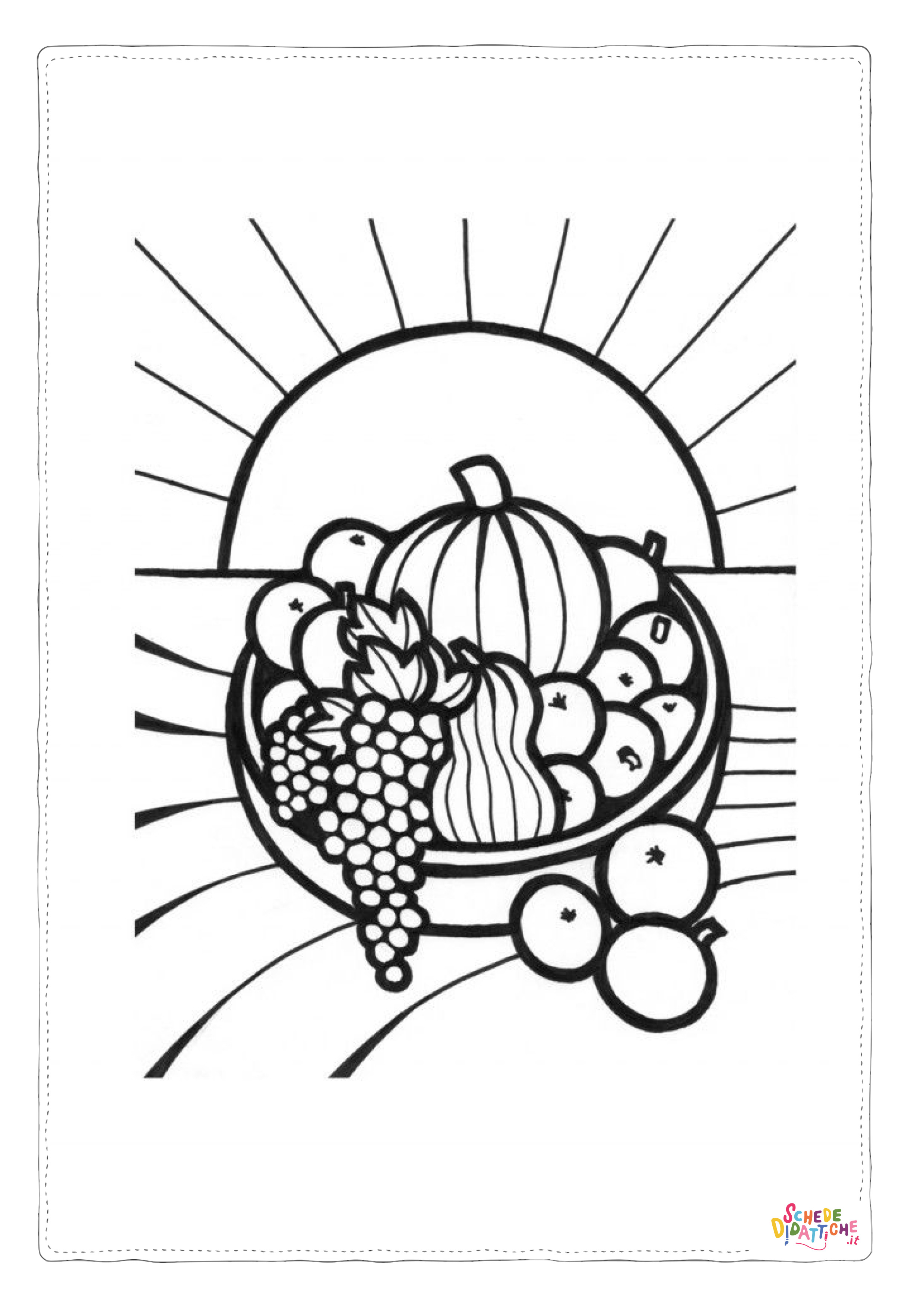 Disegno di cesto di frutta da stampare e colorare 30