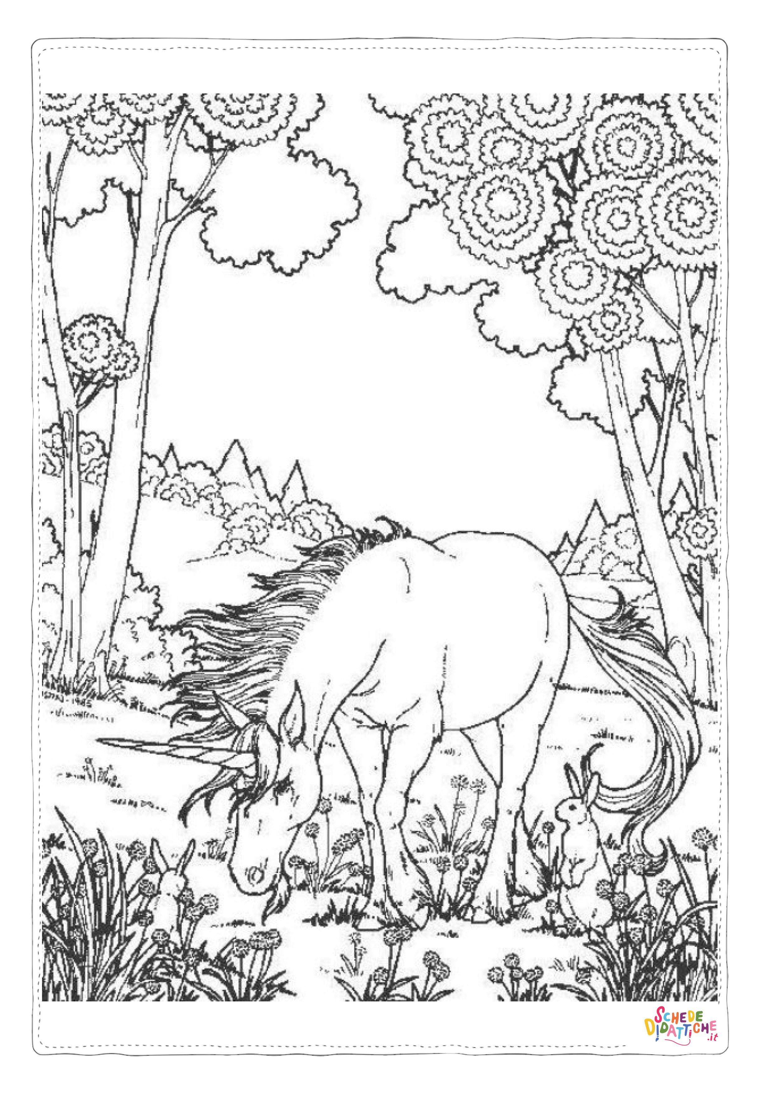 Disegno "Disegno di unicorno da stampare e colorare 128" Disegno di unicorno da stampare e colorare 128