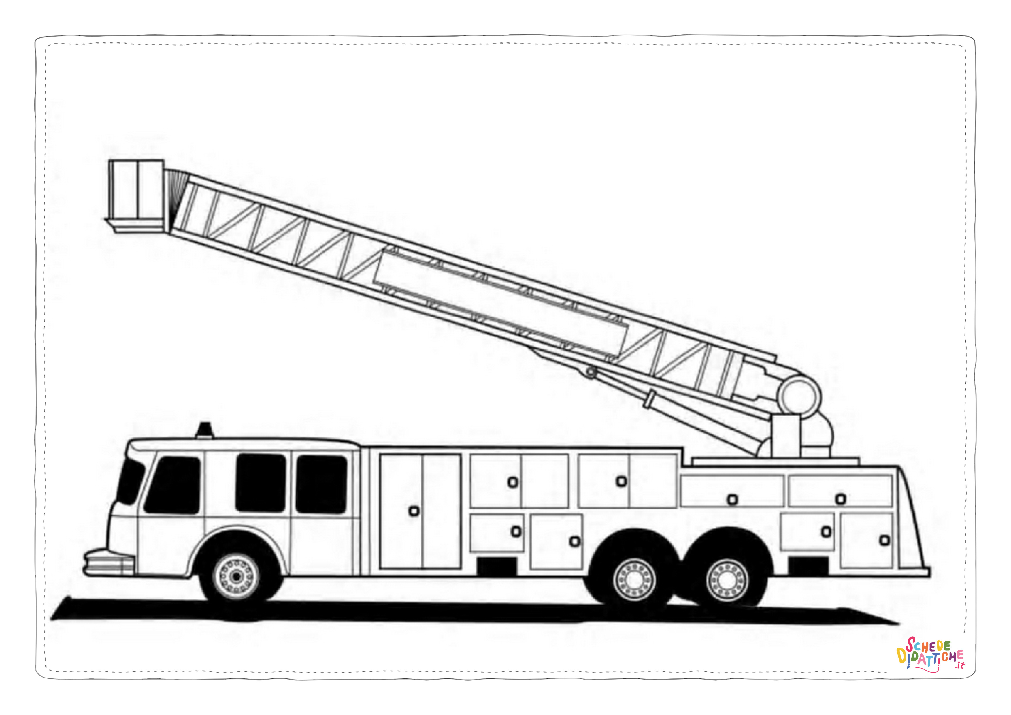 Disegno di camion dei pompieri da stampare e colorare 6