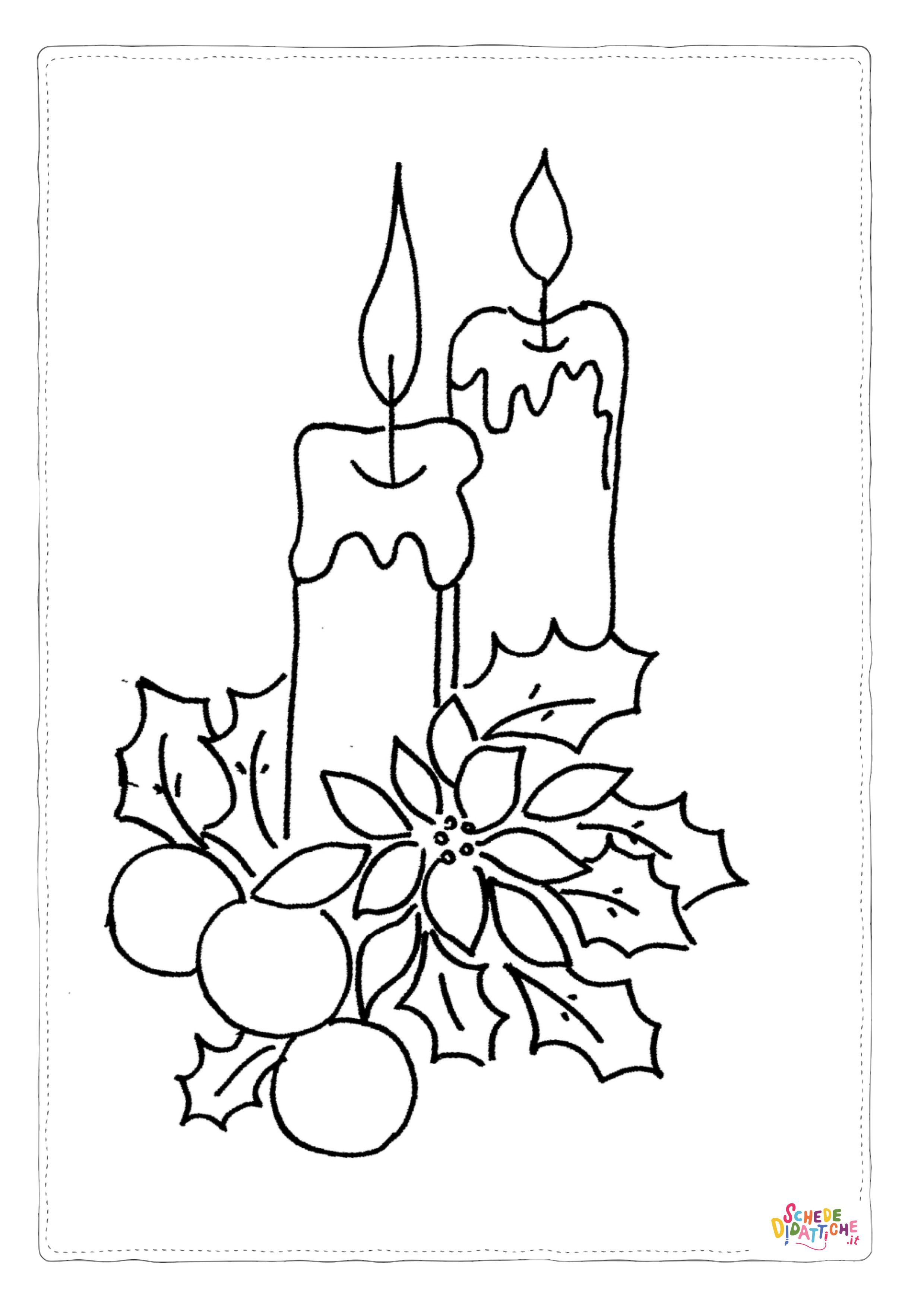 Disegno di candela natalizia da stampare e colorare 19
