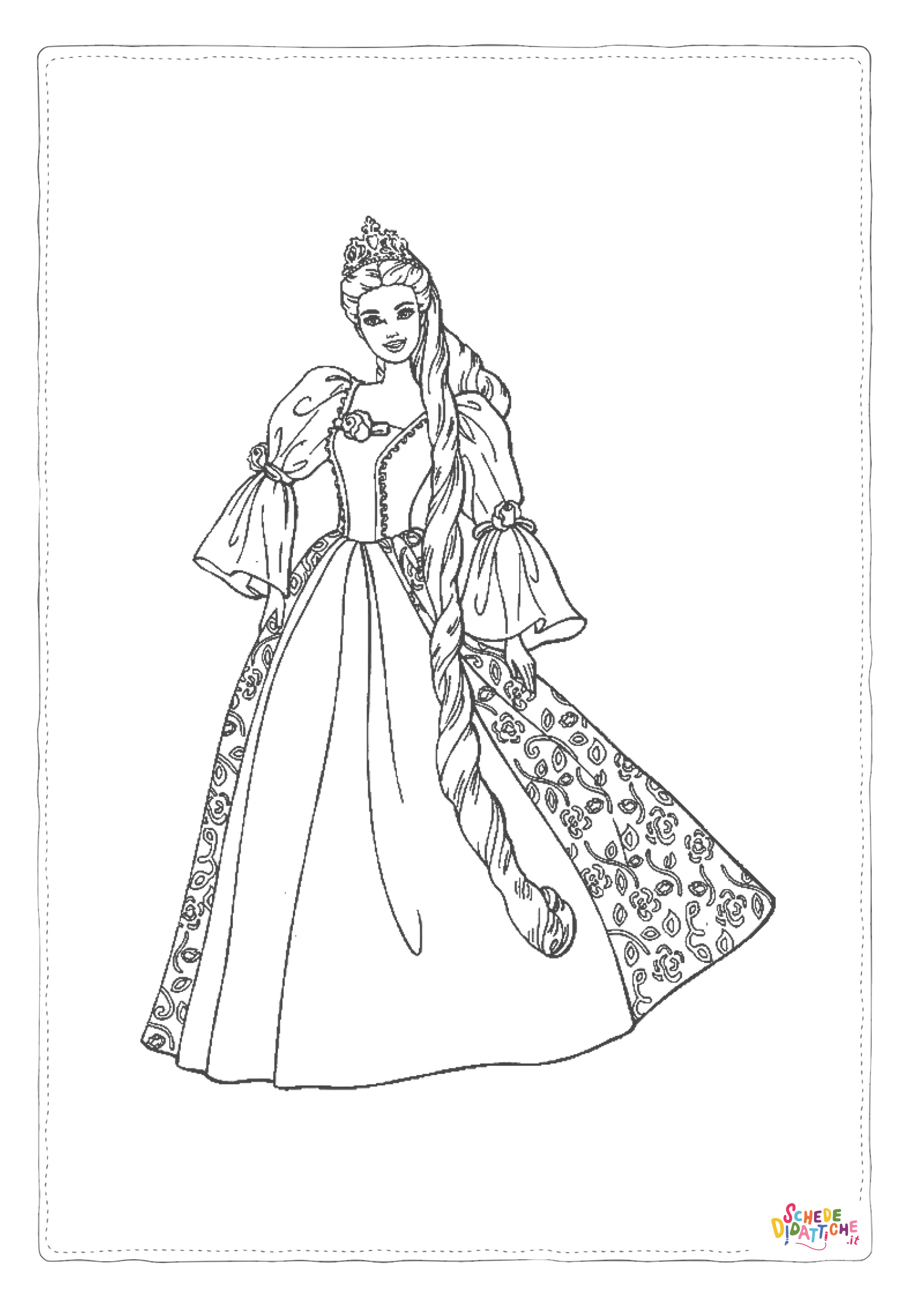 Disegno "Disegno di Barbie Principessa da stampare e colorare 11" Disegno di Barbie Principessa da stampare e colorare 11