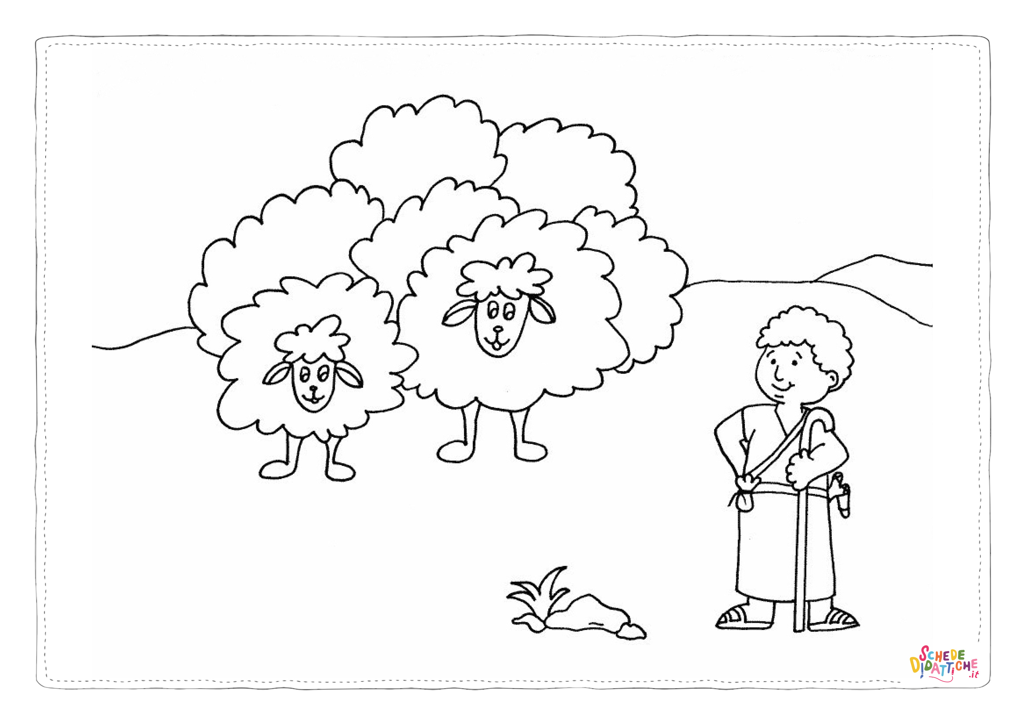 Disegno "Disegno di pastore da stampare e colorare 1" Disegno di pastore da stampare e colorare 1