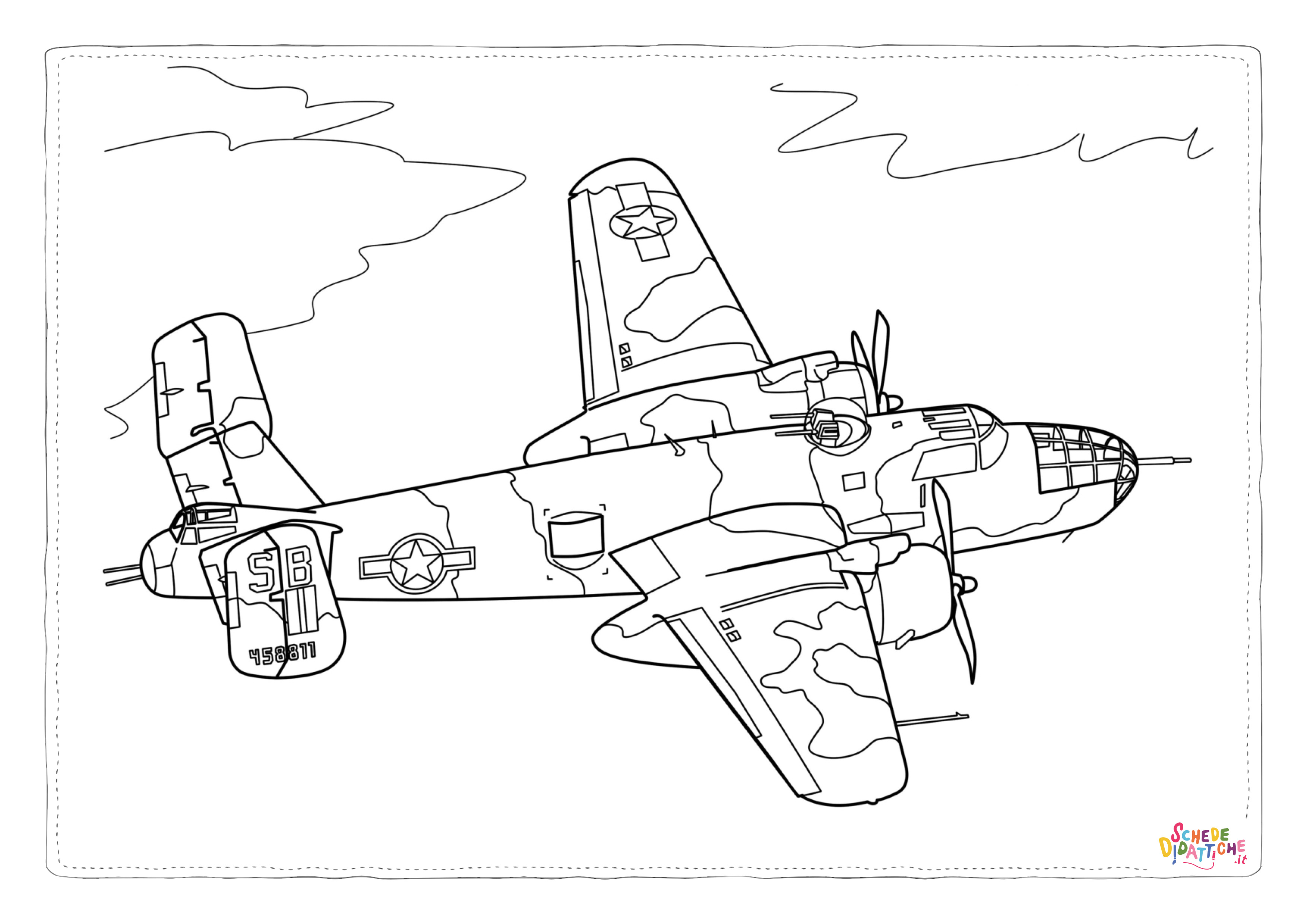Disegno "Disegno di aereo militare da stampare e colorare 84" Disegno di aereo militare da stampare e colorare 84