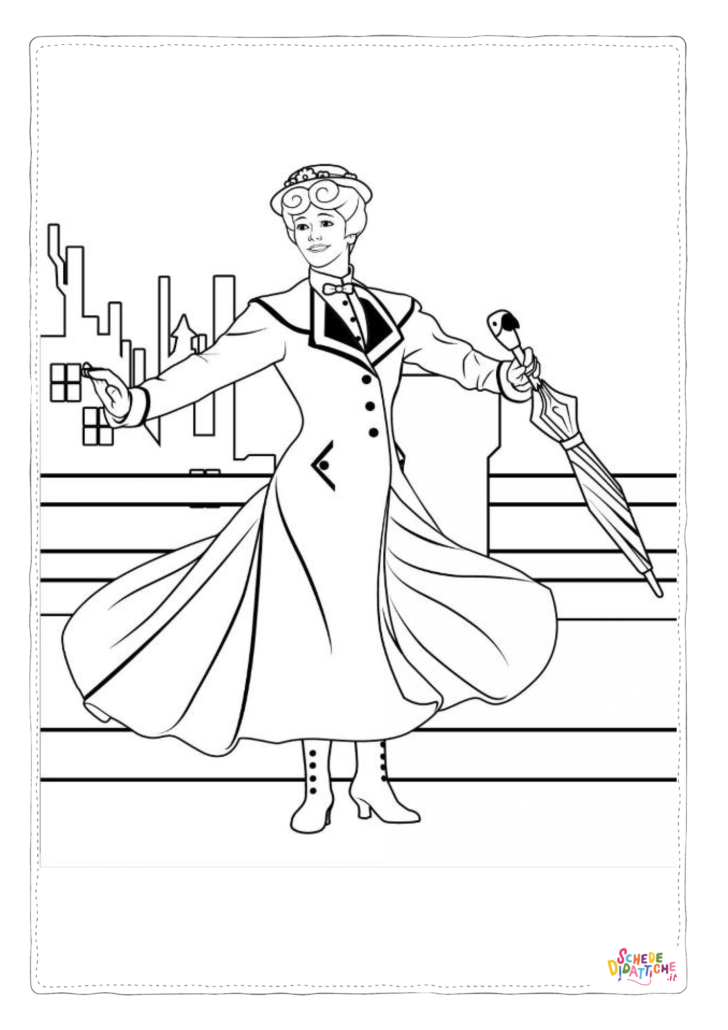 Disegno "Disegno di Mary Poppins da stampare e colorare 5" Disegno di Mary Poppins da stampare e colorare 5