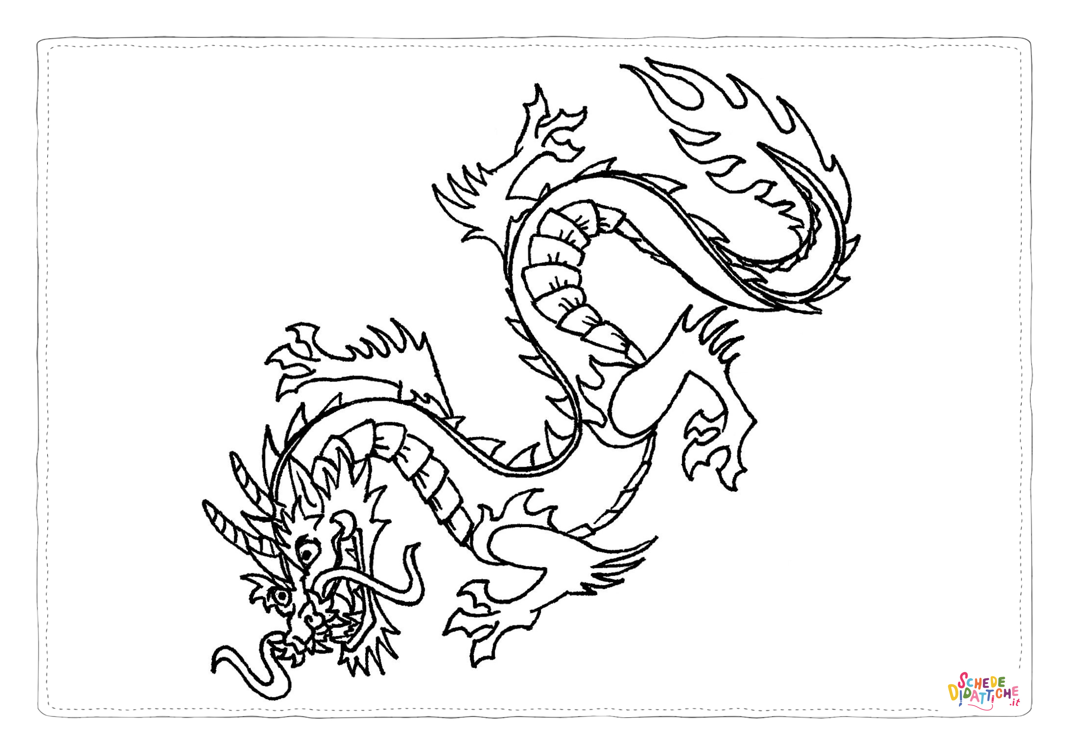 Disegno "Disegno di dragone da stampare e colorare 228" Disegno di dragone da stampare e colorare 228