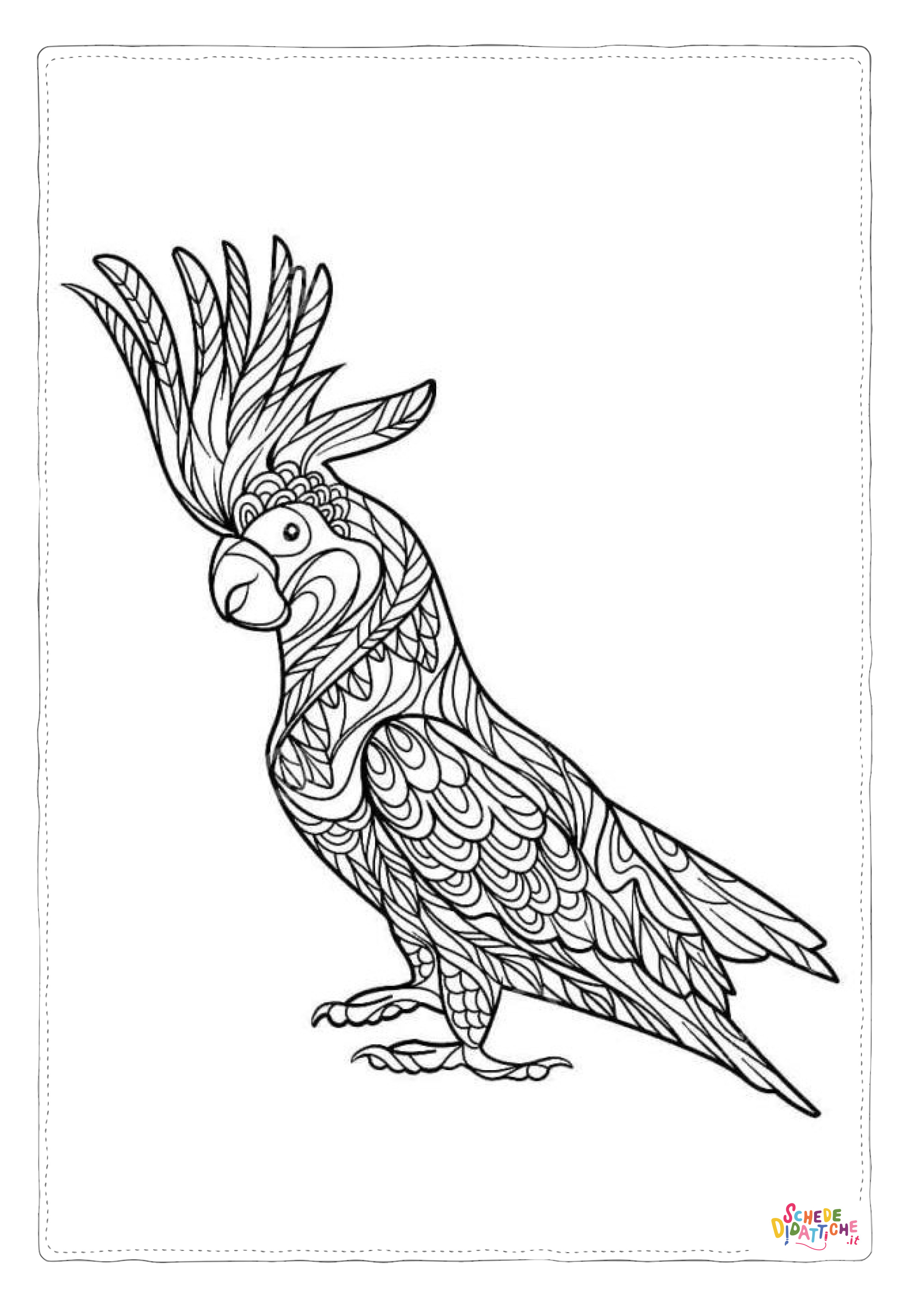 Disegno "Disegno di pappagallo da stampare e colorare 23" Disegno di pappagallo da stampare e colorare 23