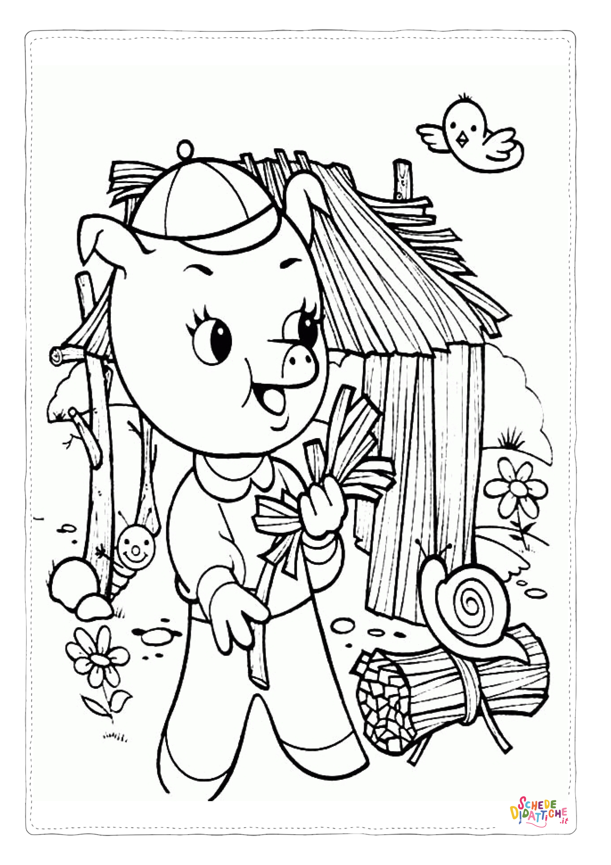 Disegno "Disegno di I tre porcellini da stampare e colorare 5" Disegno di I tre porcellini da stampare e colorare 5
