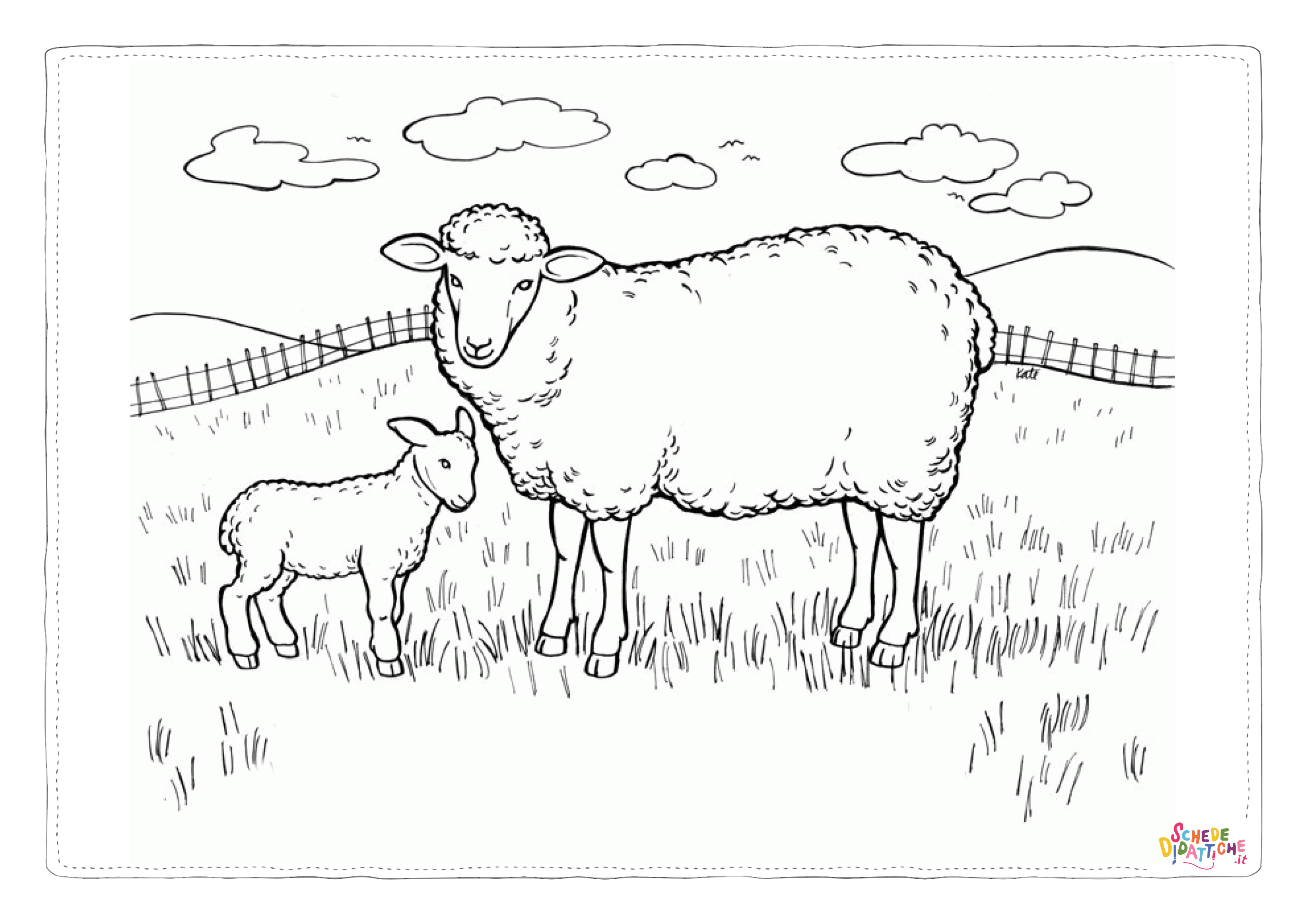 Disegno "Disegno di pecora da stampare e colorare 25" Disegno di pecora da stampare e colorare 25