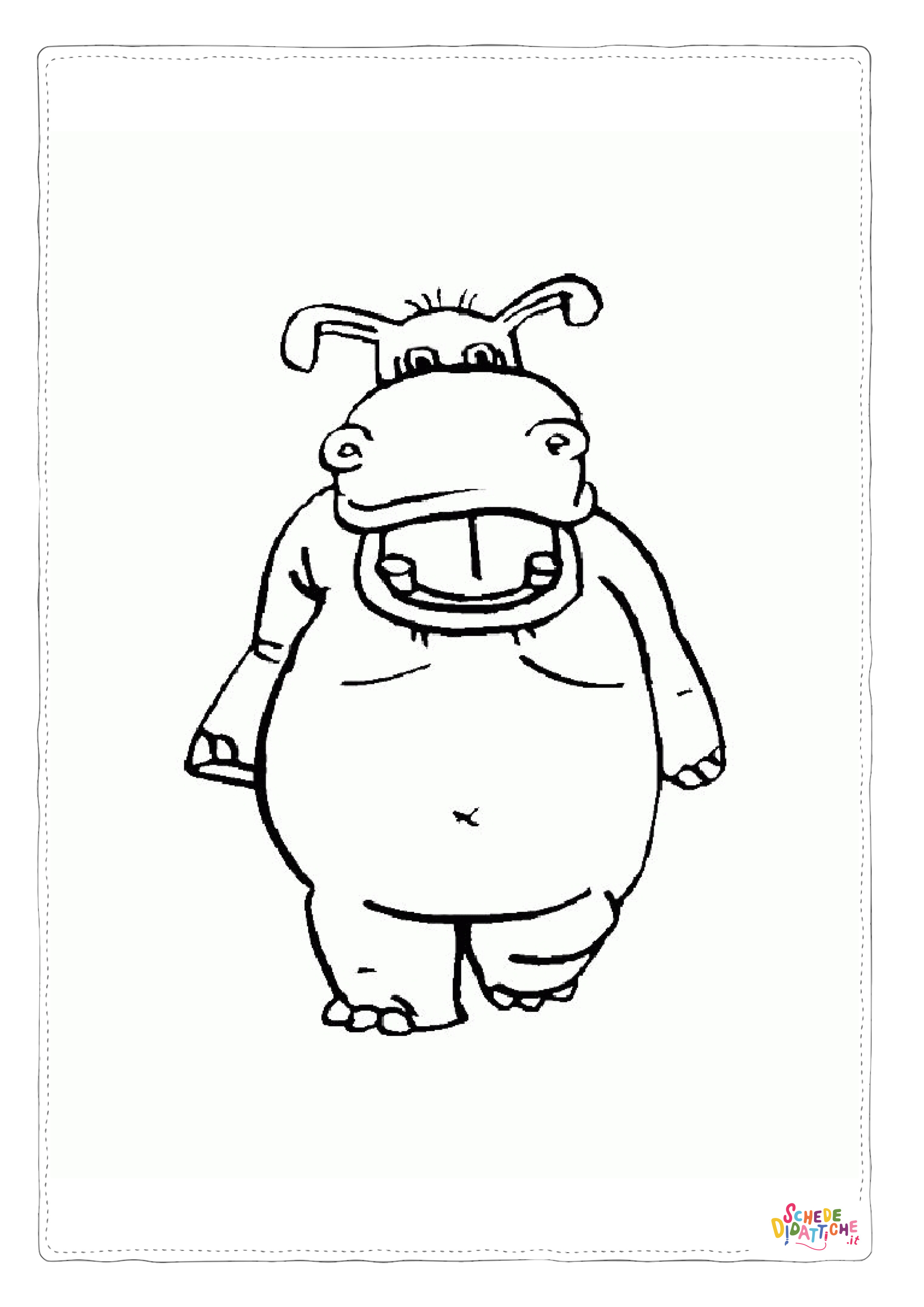 Disegno "Disegno di ippopotamo da stampare e colorare 41" Disegno di ippopotamo da stampare e colorare 41