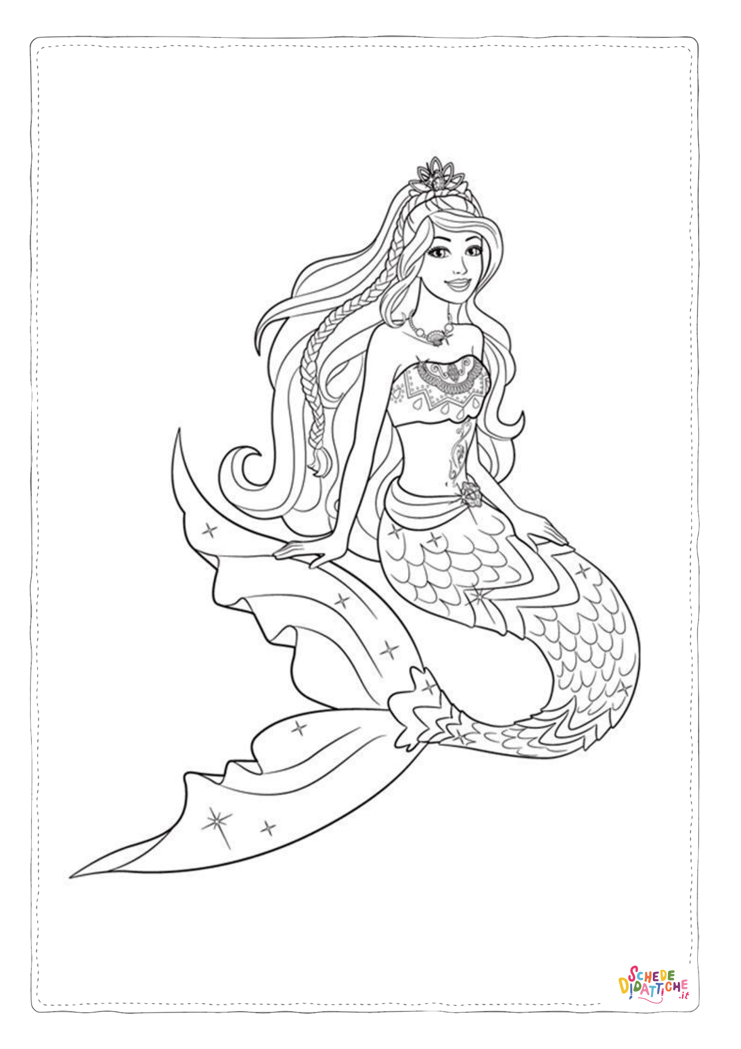 Disegno di Barbie Sirena da stampare e colorare 4