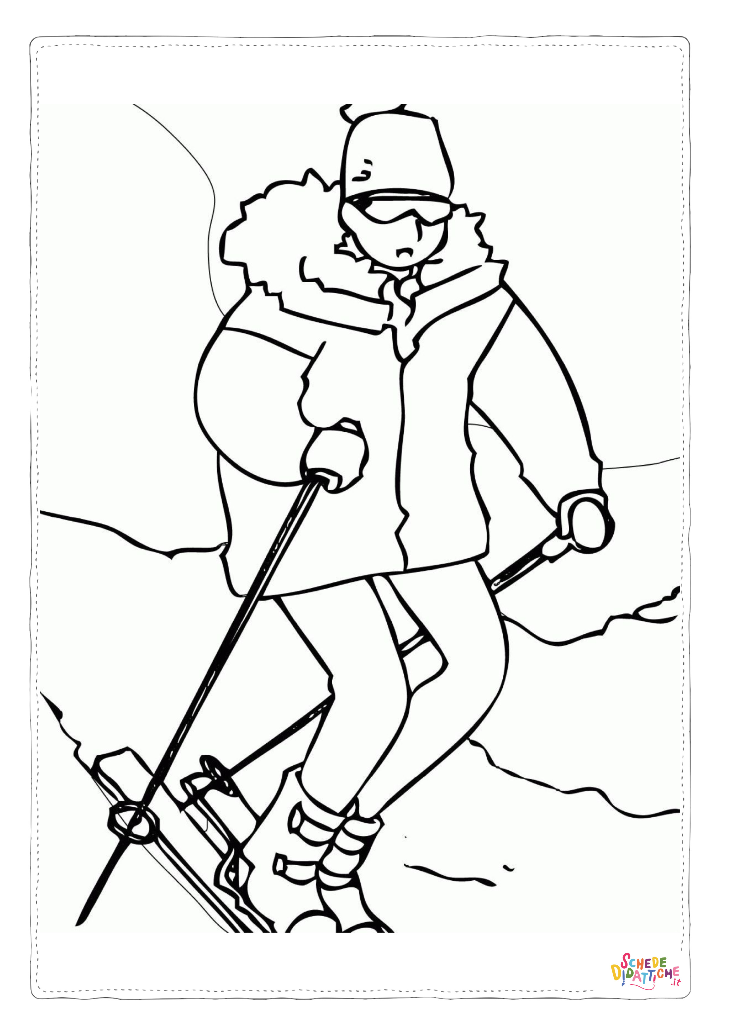Disegno "Disegno di sci da stampare e colorare 7" Disegno di sci da stampare e colorare 7