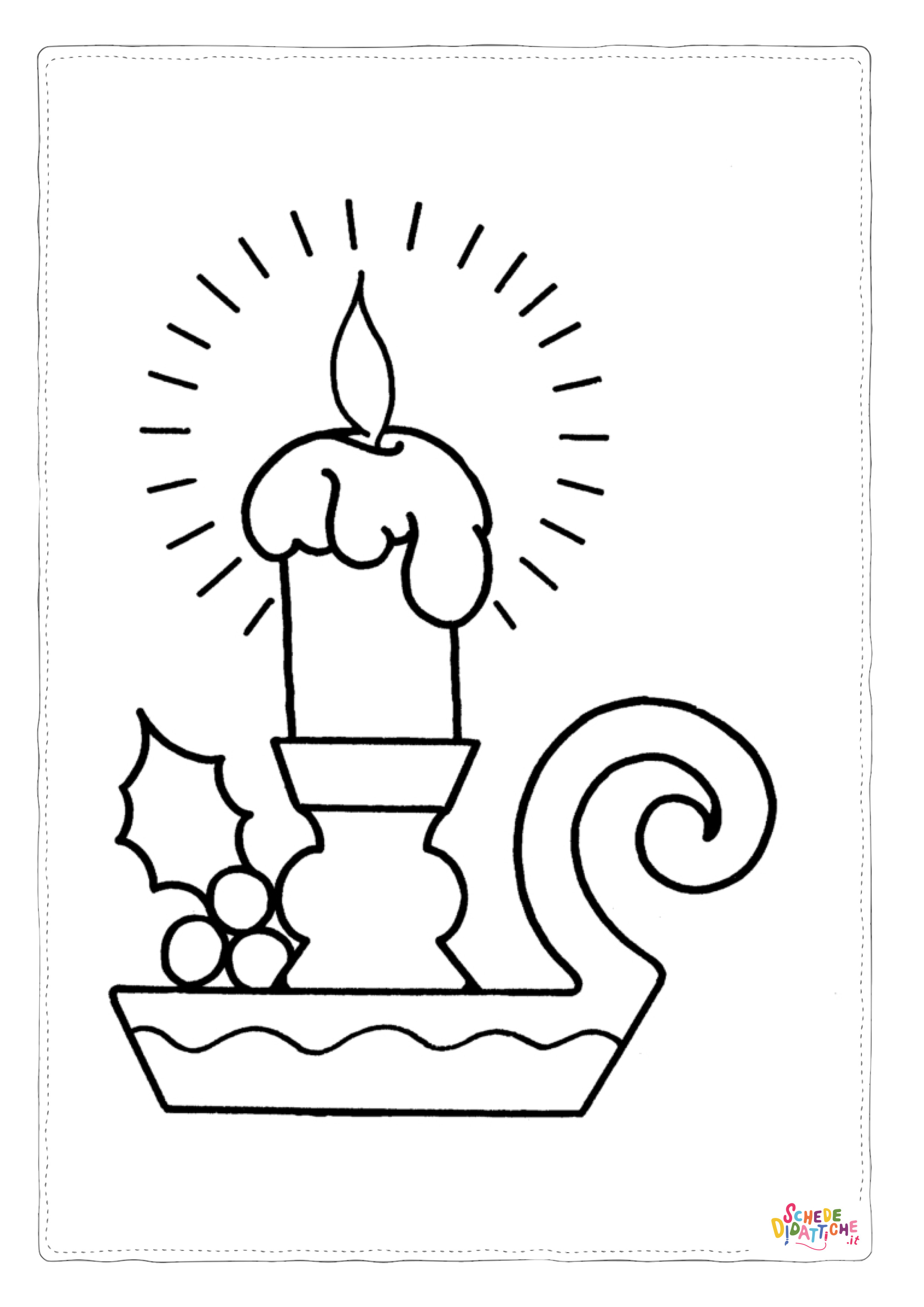 Disegno di candela natalizia da stampare e colorare 12