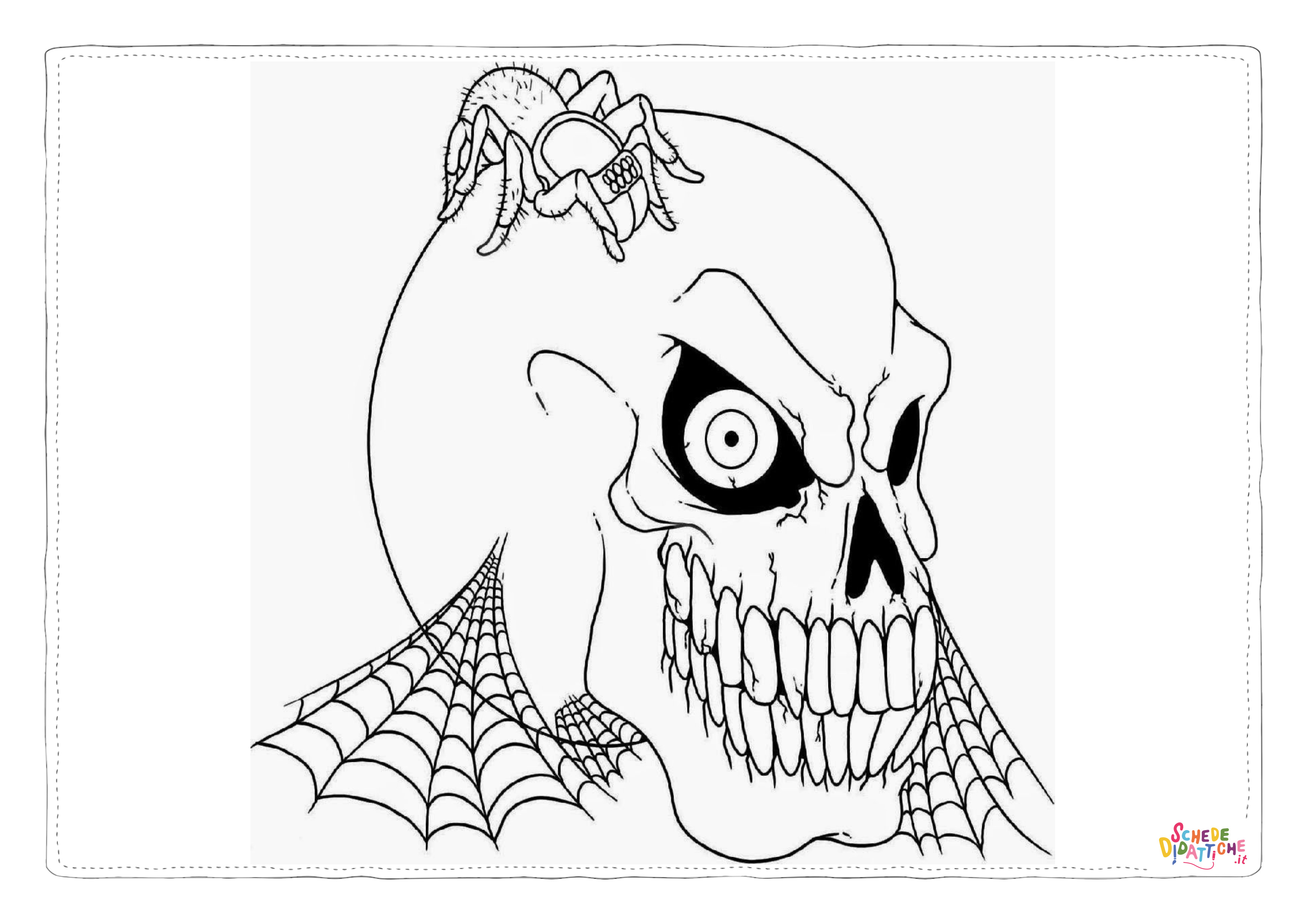 Disegno "Disegno di teschio e scheletro da stampare e colorare 15" Disegno di teschio e scheletro da stampare e colorare 15