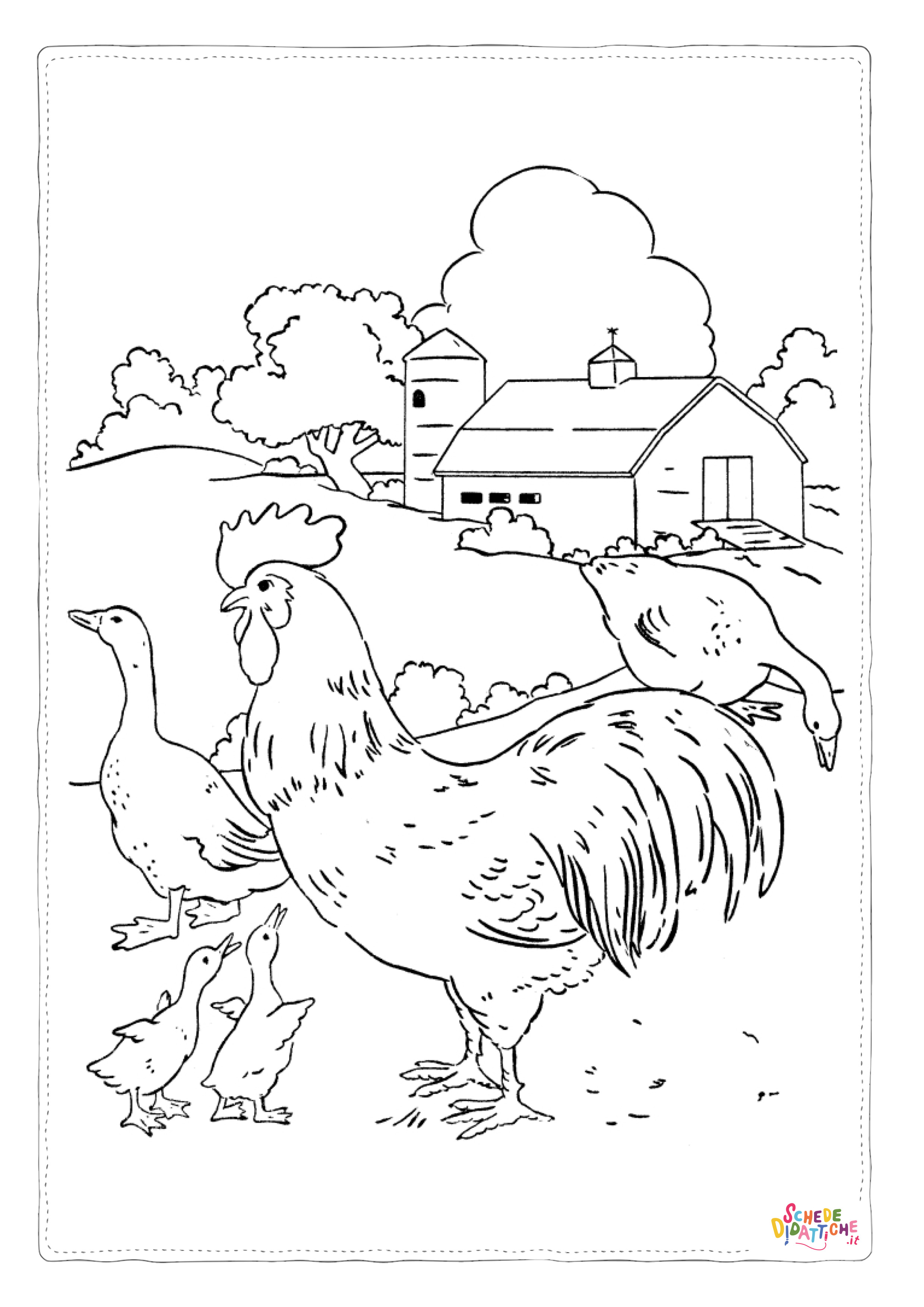 Disegno "Disegno di gallo da stampare e colorare" Disegno di gallo da stampare e colorare