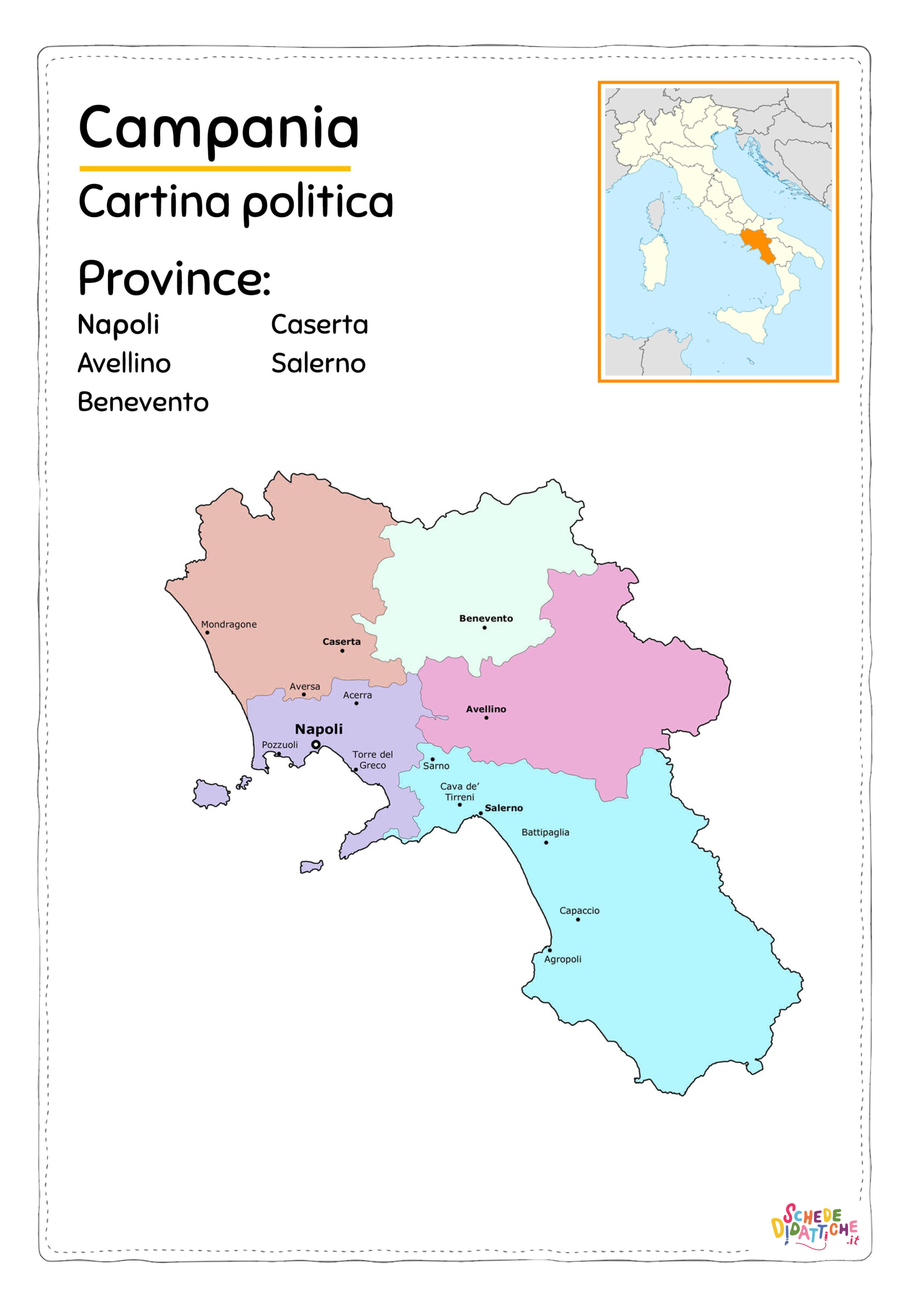 Disegno "campania cartina politica colori" campania cartina politica colori