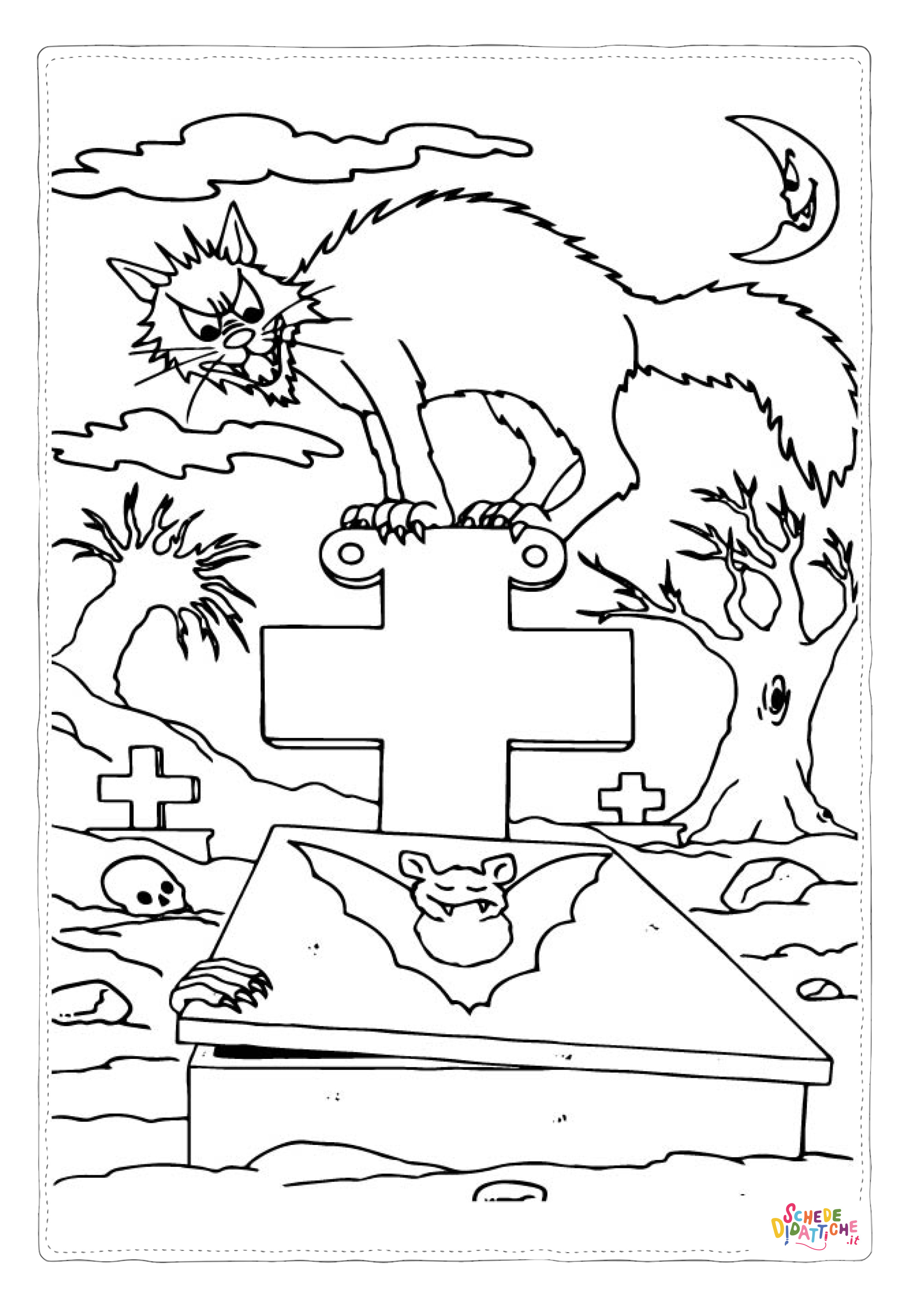 Disegno "Disegno di gatto di halloween da stampare e colorare 15" Disegno di gatto di halloween da stampare e colorare 15