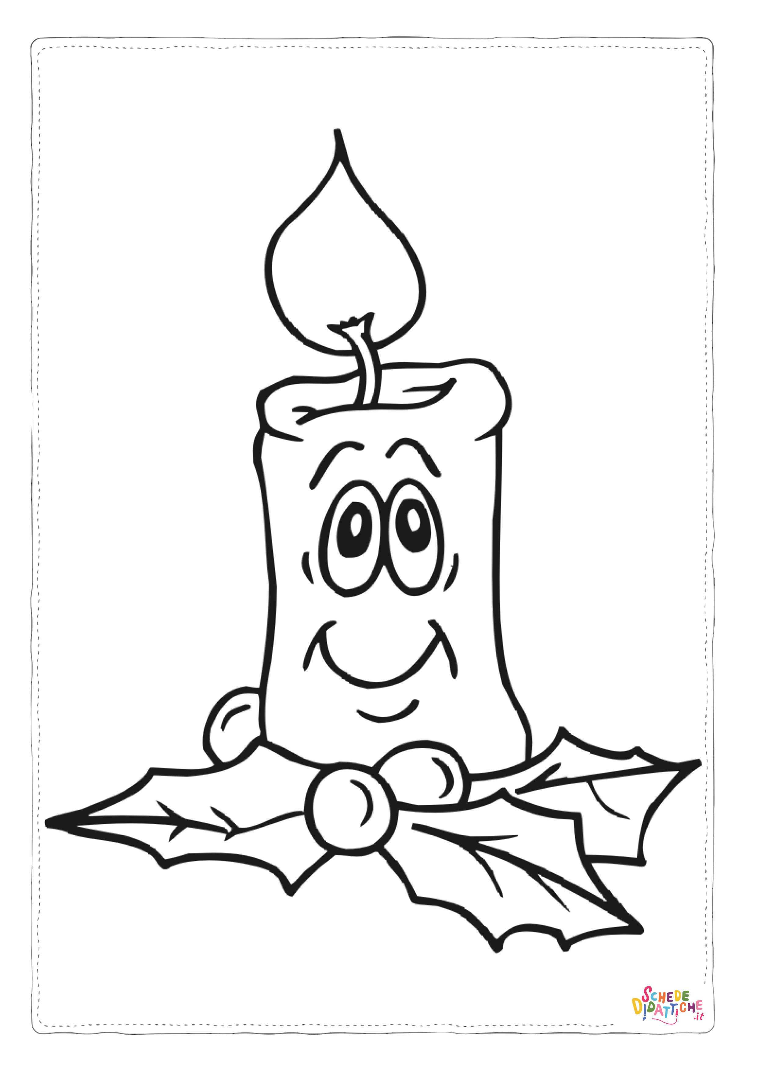 Disegno di candela natalizia da stampare e colorare 9