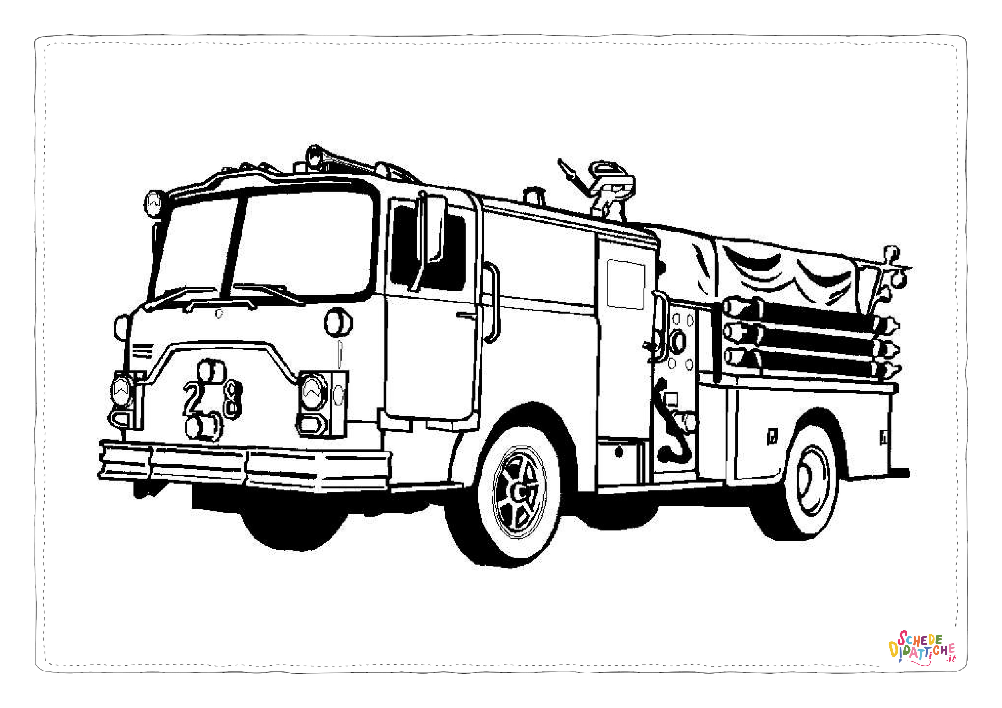 Disegno di camion dei pompieri da stampare e colorare 15