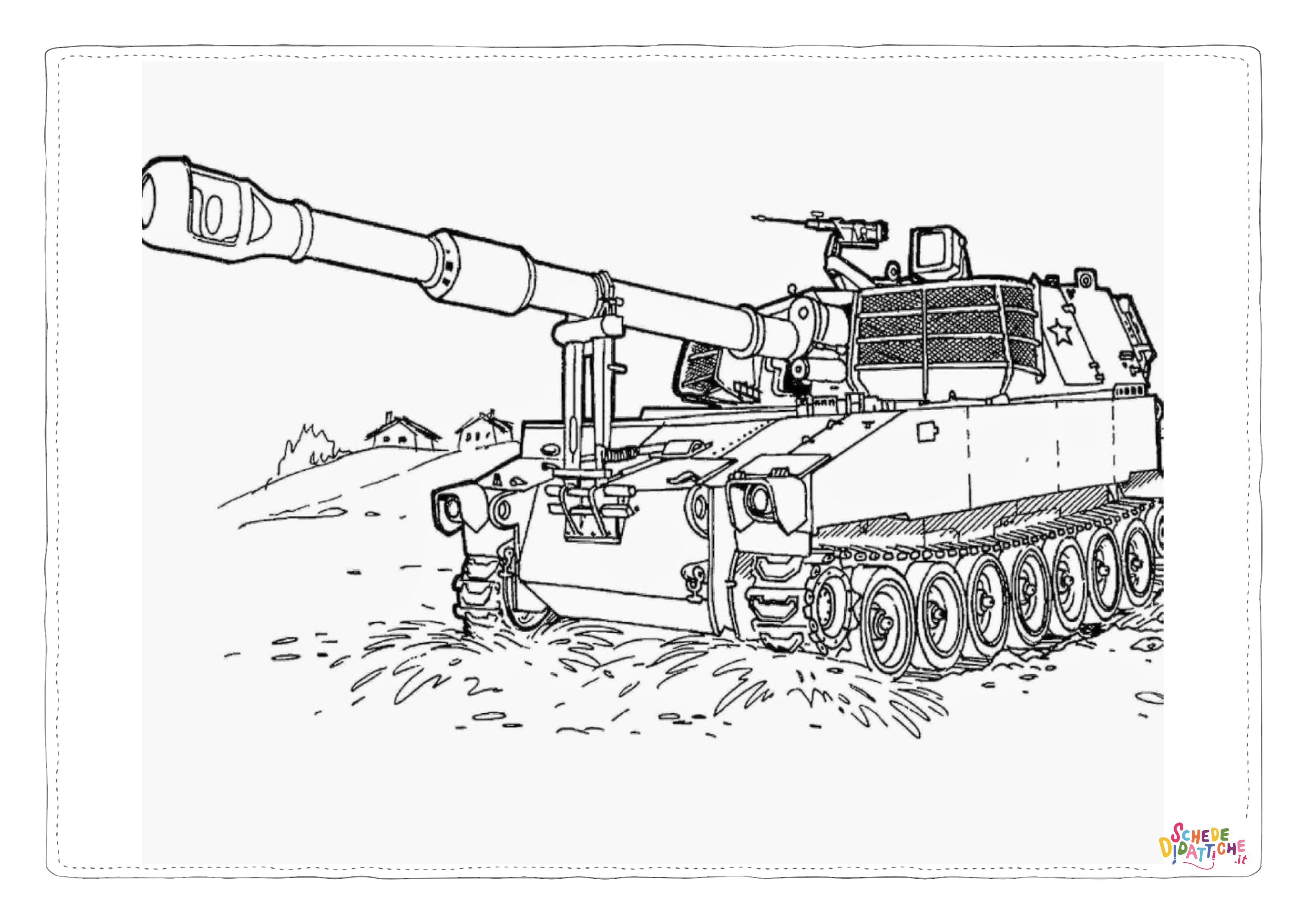 Disegno di carro armato da stampare e colorare 4