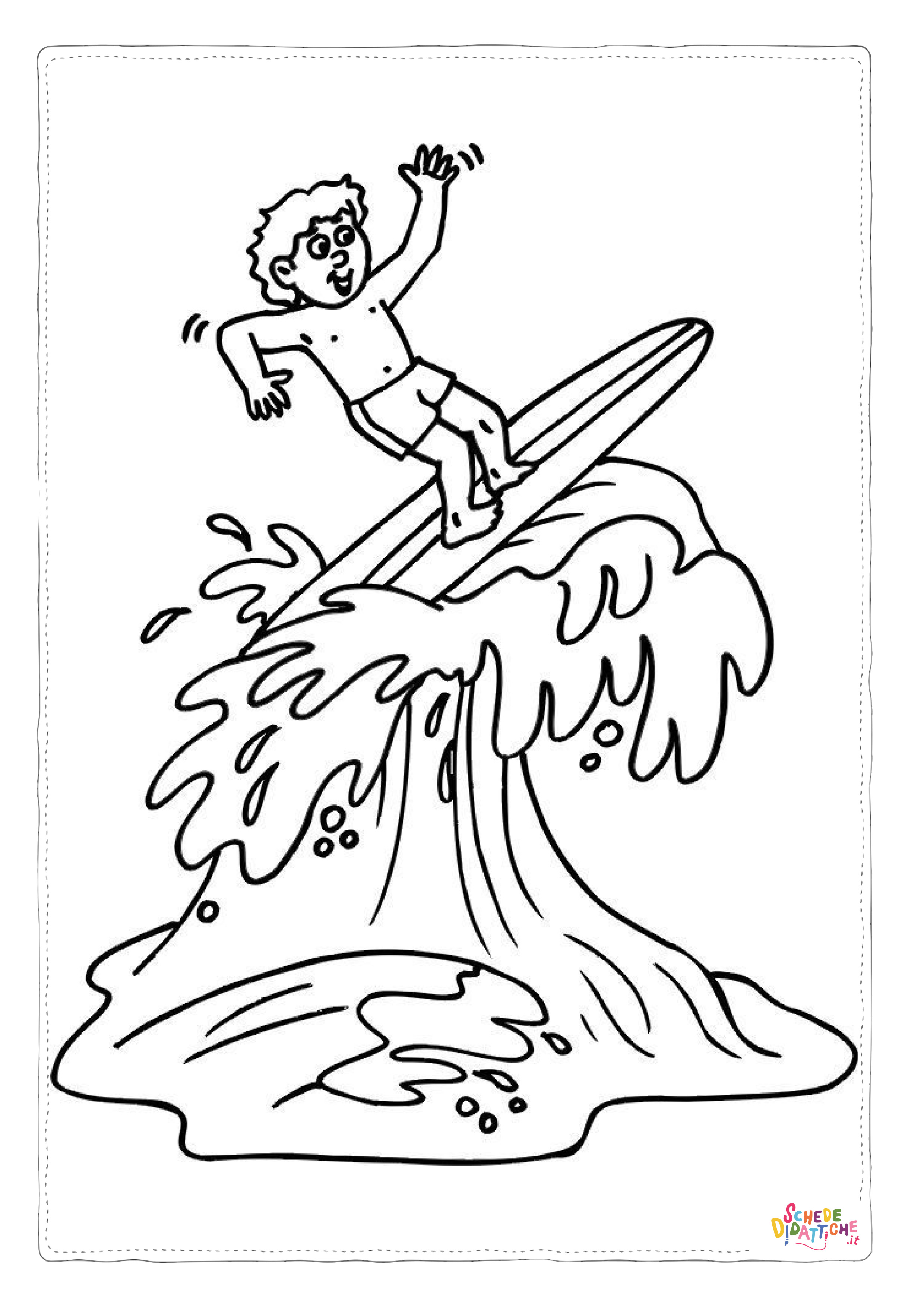 Disegno "Disegno di surf da stampare e colorare 2" Disegno di surf da stampare e colorare 2