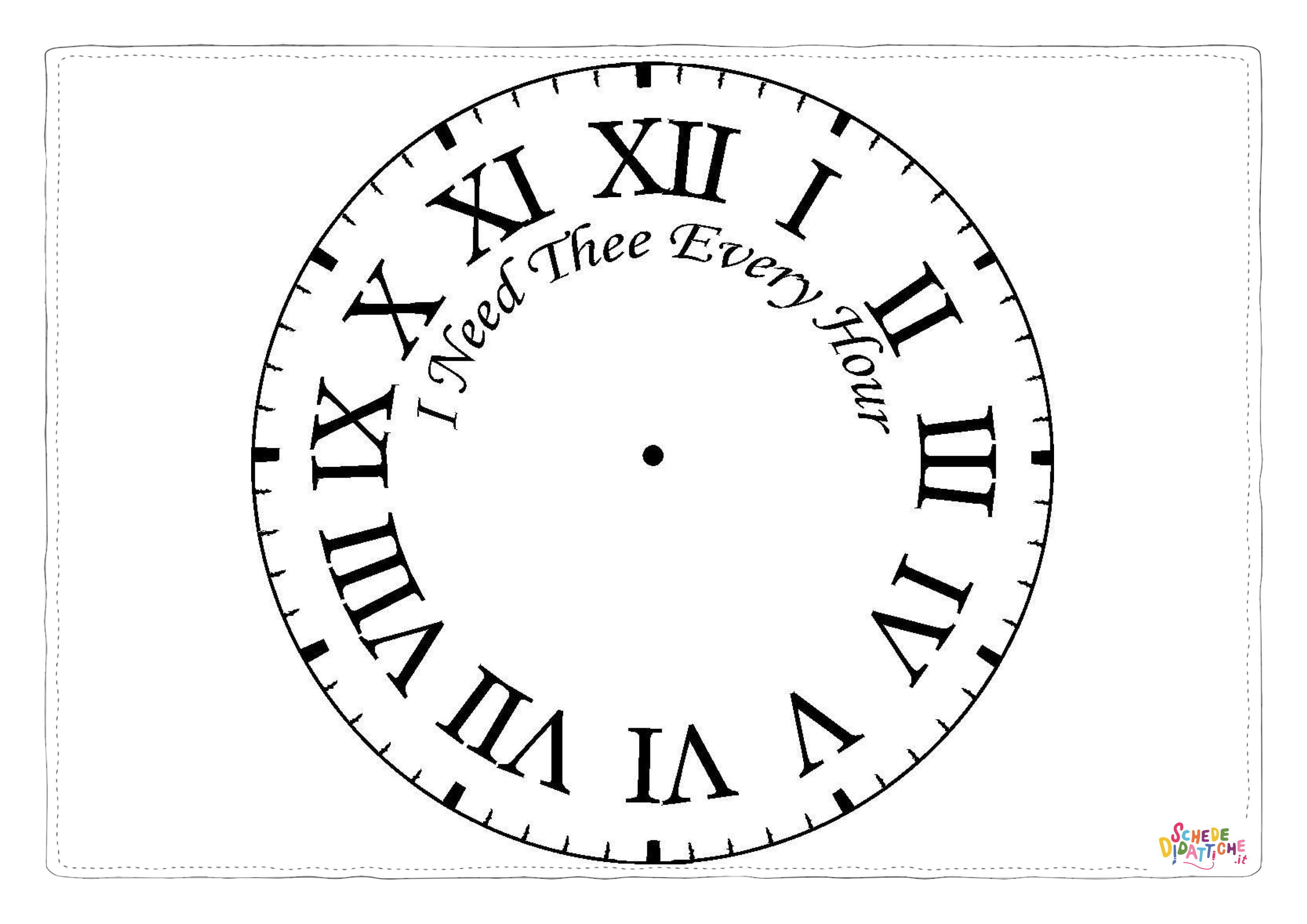 Disegno "Disegno di orologio da stampare e colorare 7" Disegno di orologio da stampare e colorare 7