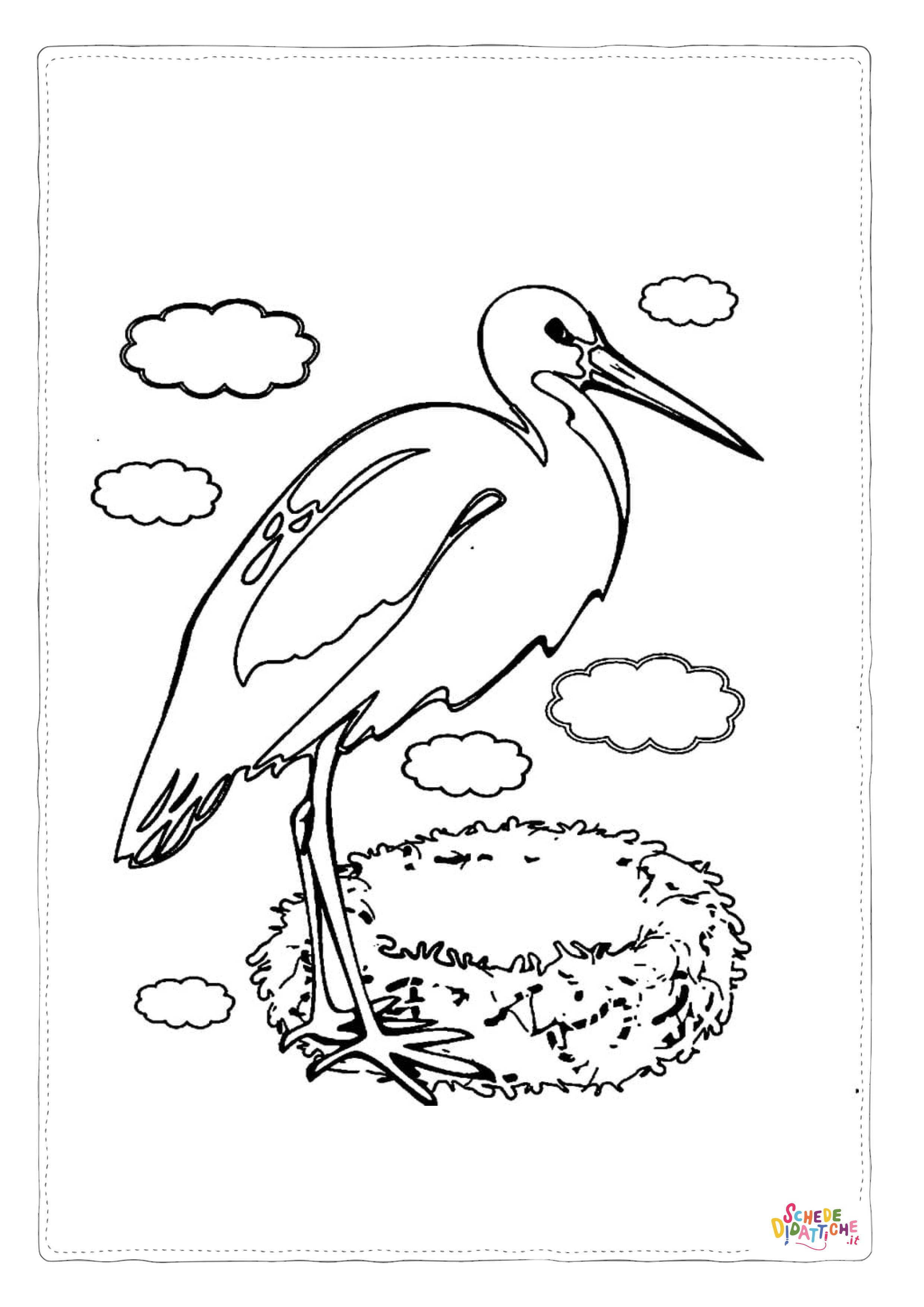 Disegno "Disegno di cicogna da stampare e colorare 4" Disegno di cicogna da stampare e colorare 4